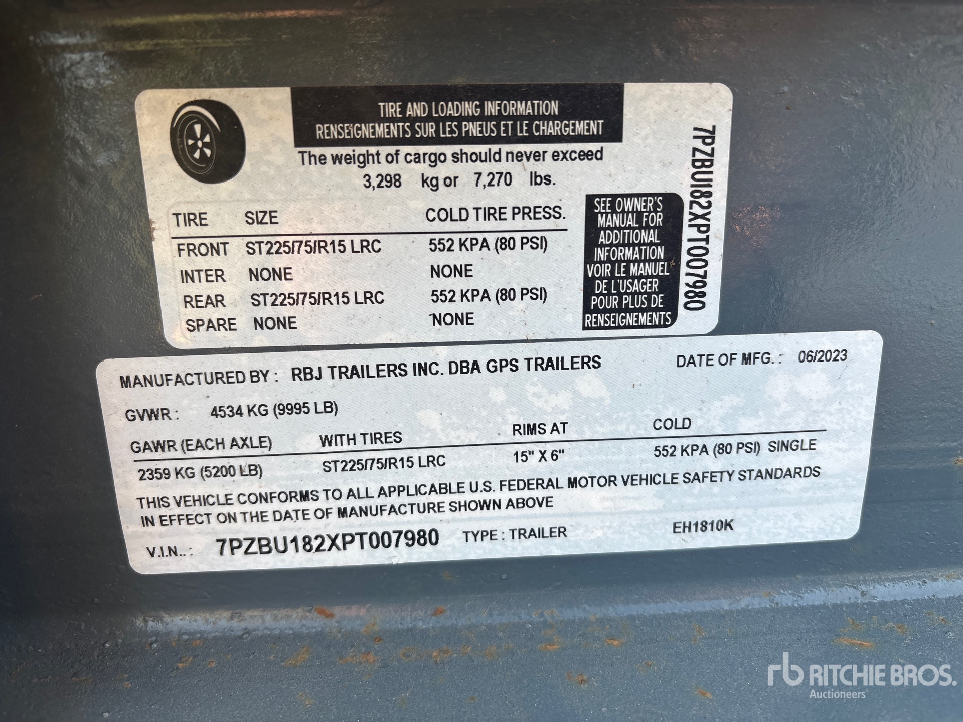 General Appearance with Serial Number / VIN