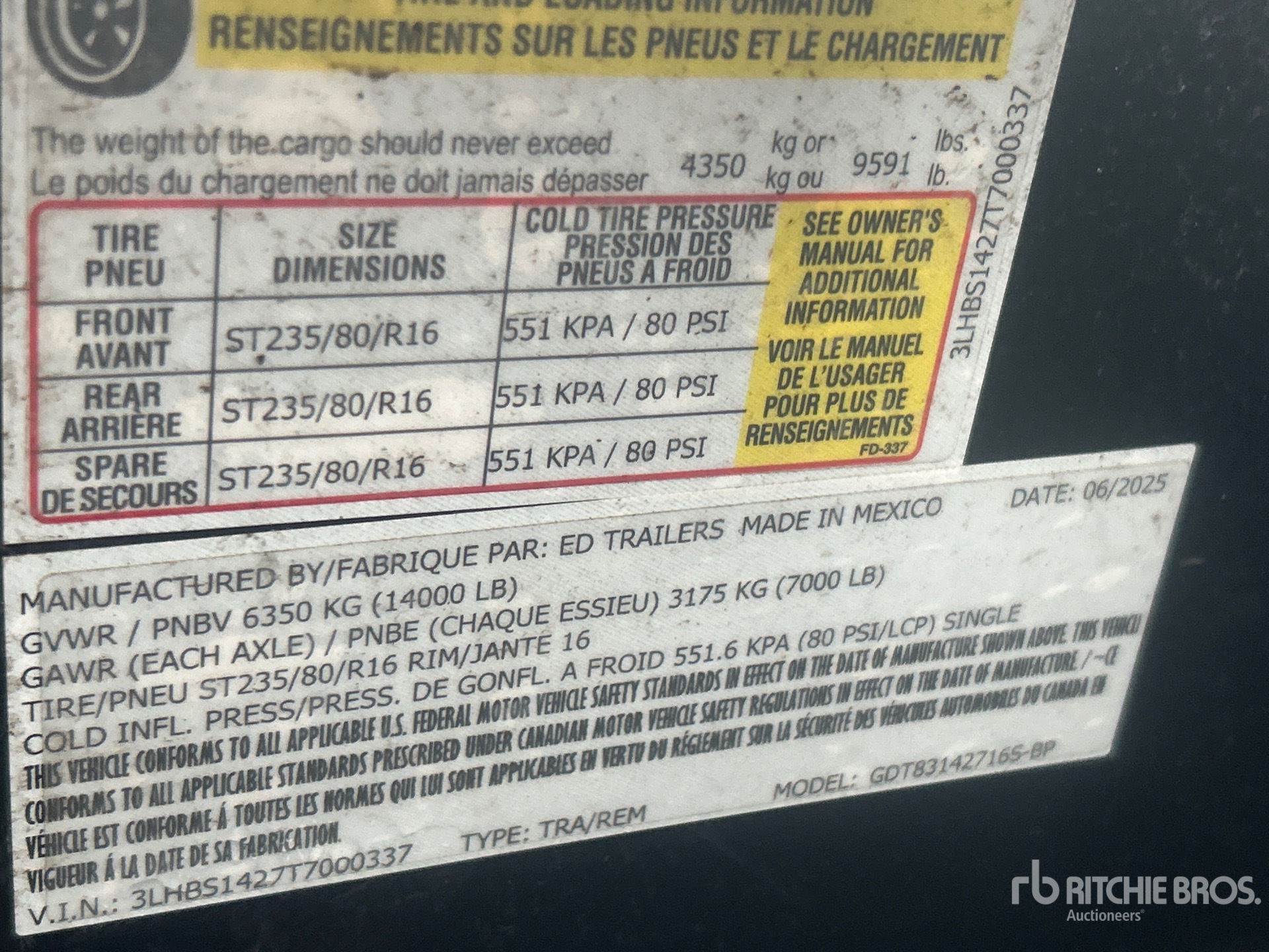 General Appearance with Serial Number / VIN