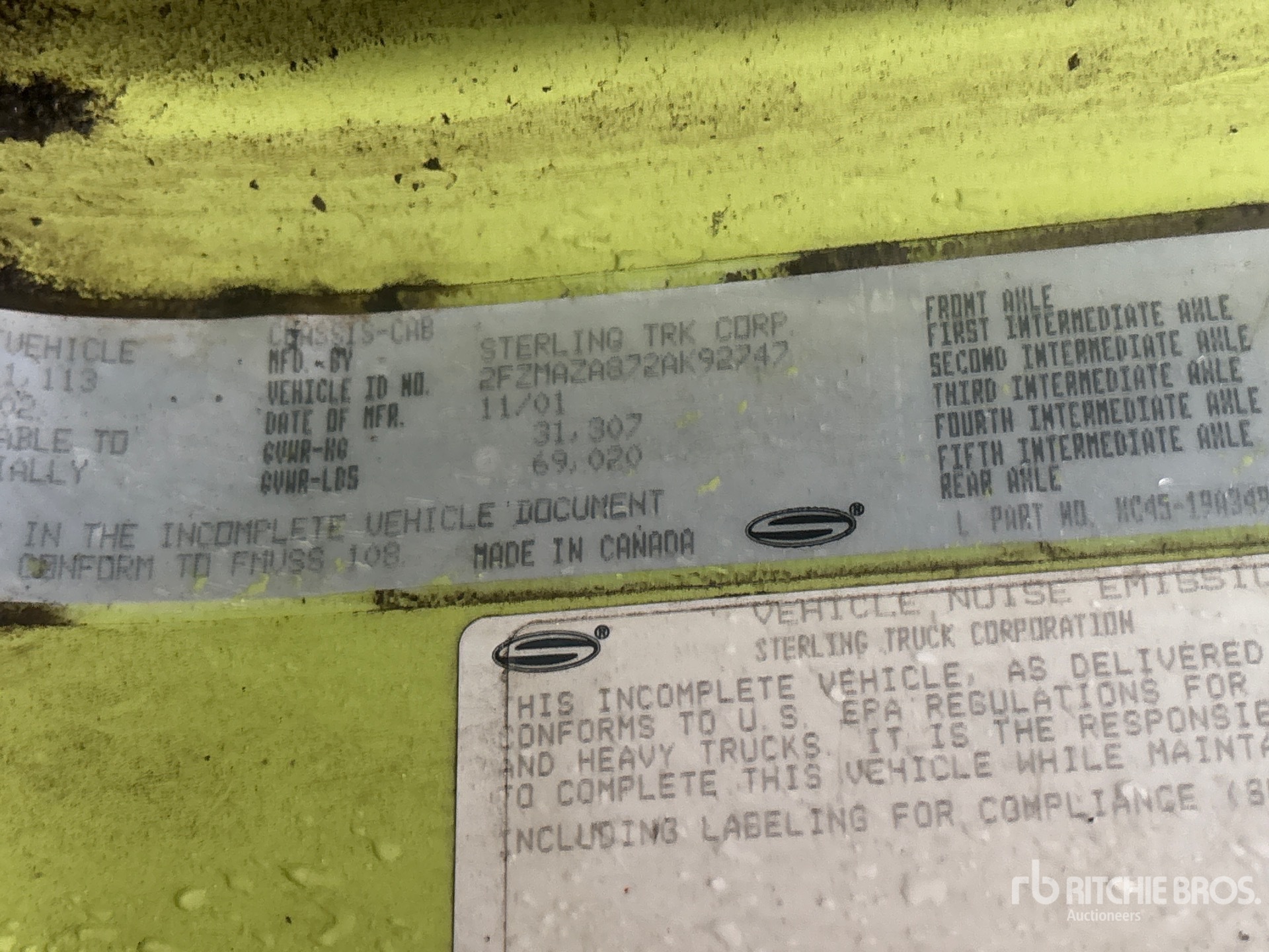 General Appearance with Serial Number / VIN