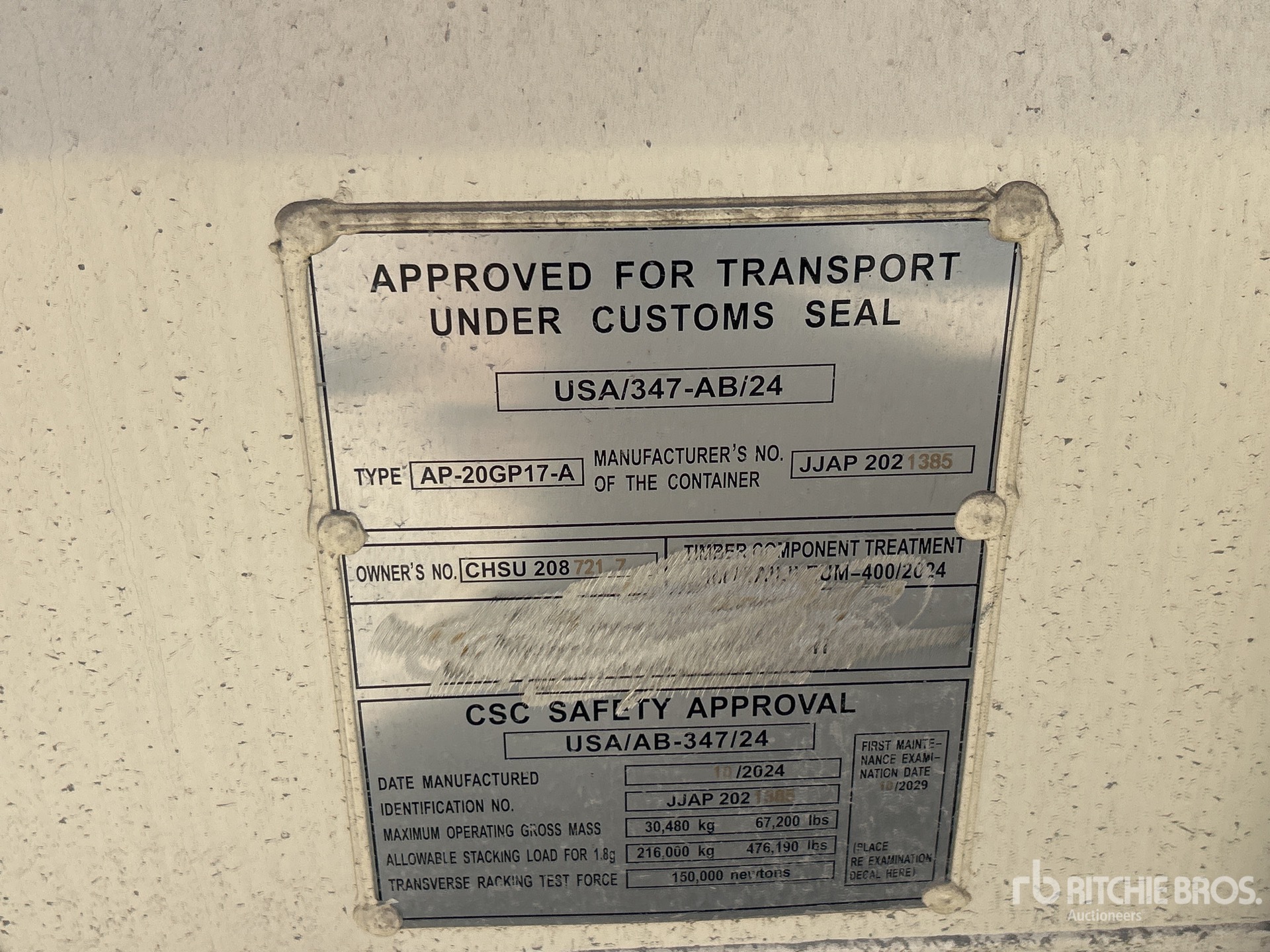 General Appearance with Serial Number / VIN