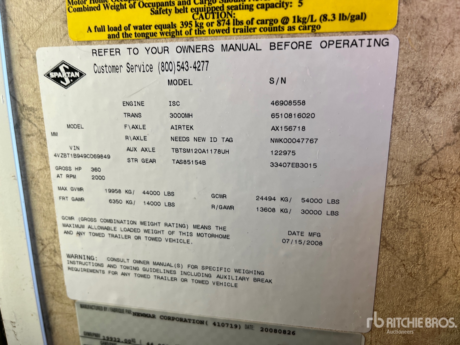 General Appearance with Serial Number / VIN