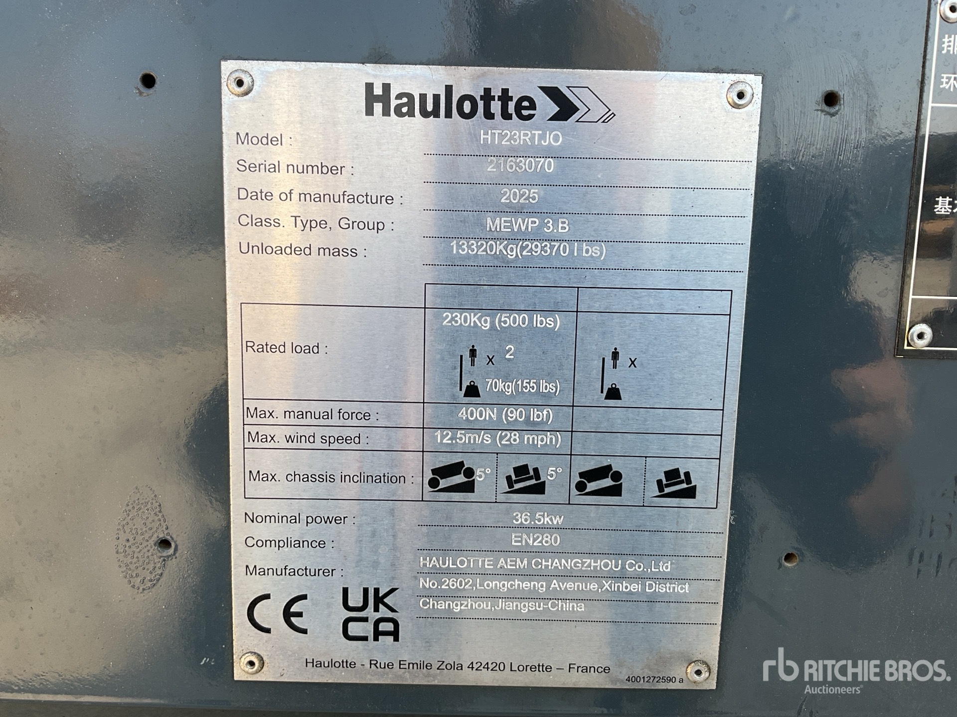 General Appearance with Serial Number / VIN