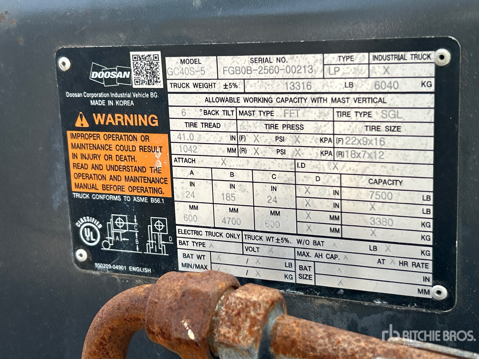 General Appearance with Serial Number / VIN