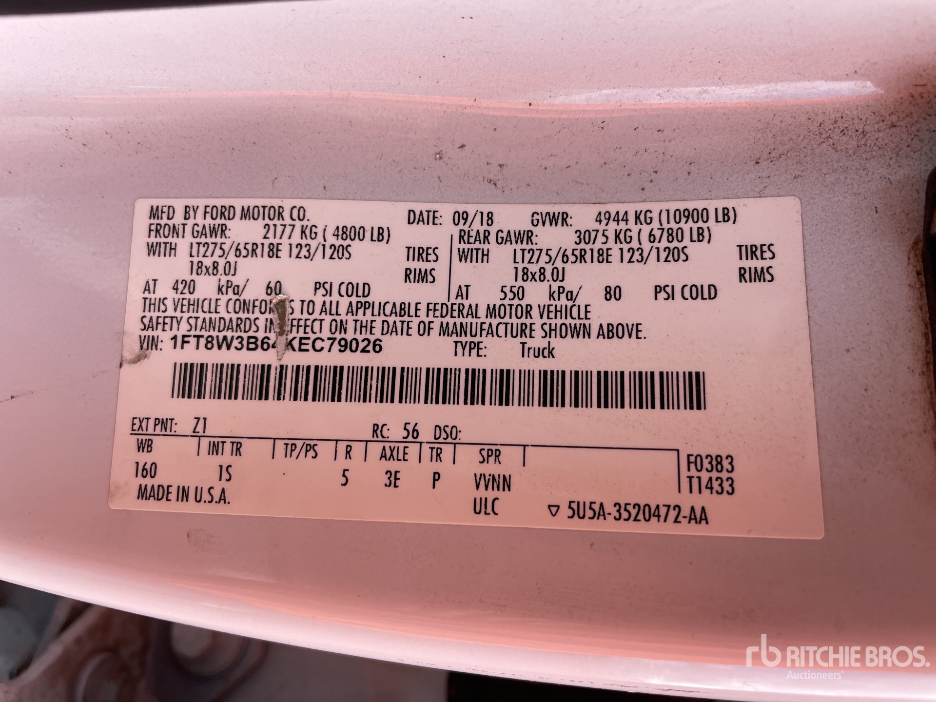 General Appearance with Serial Number / VIN