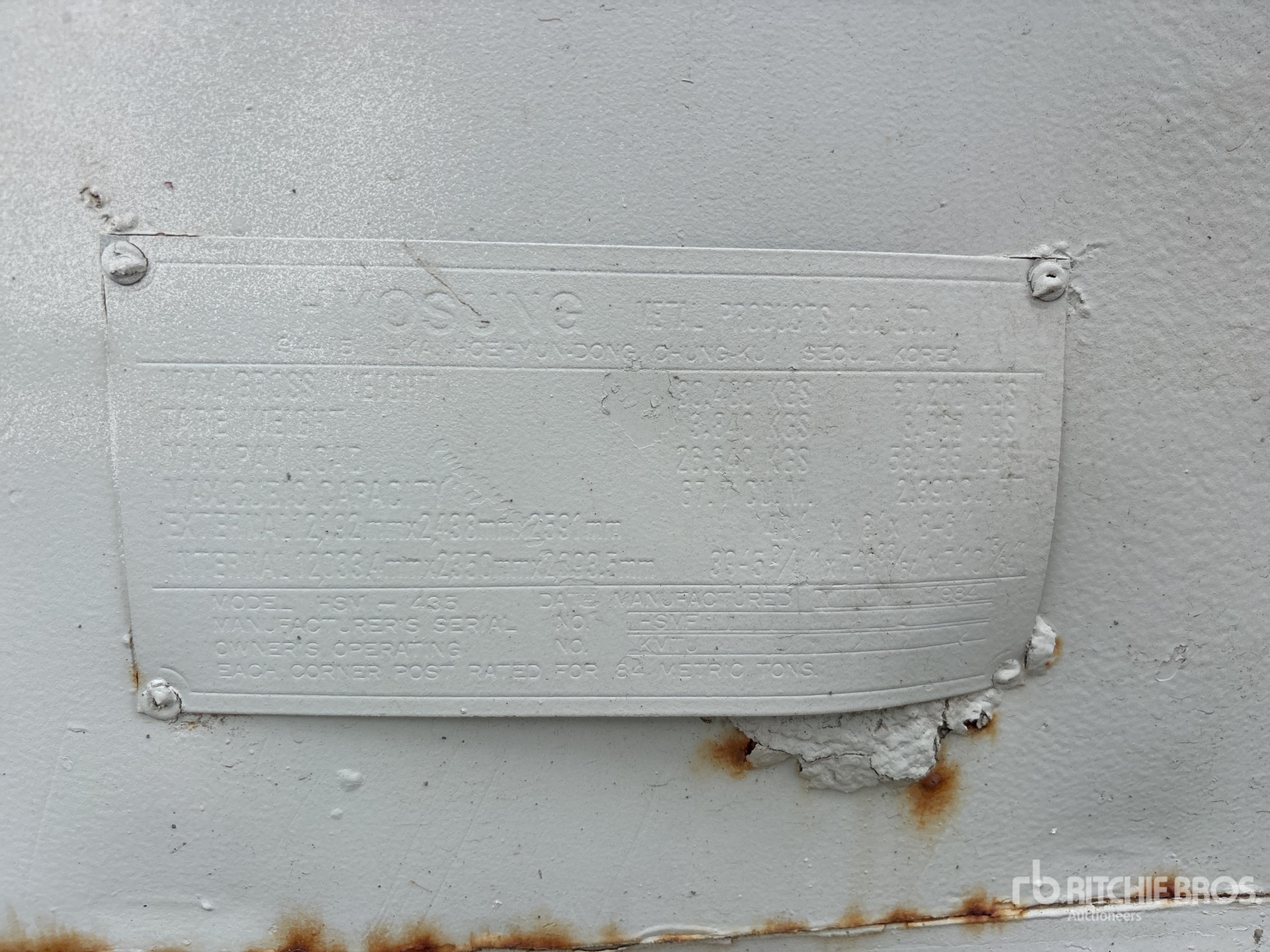 General Appearance with Serial Number / VIN