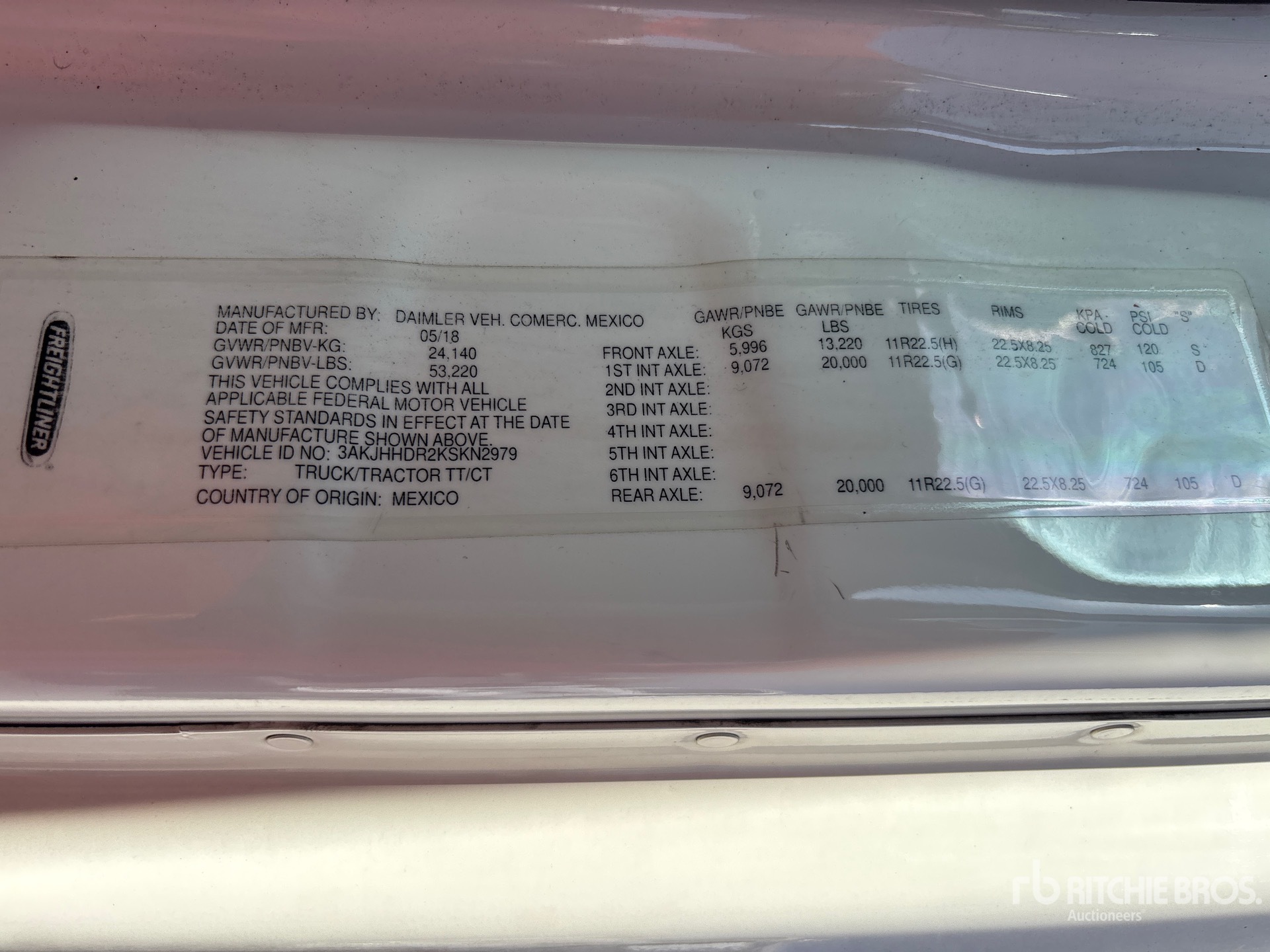 General Appearance with Serial Number / VIN