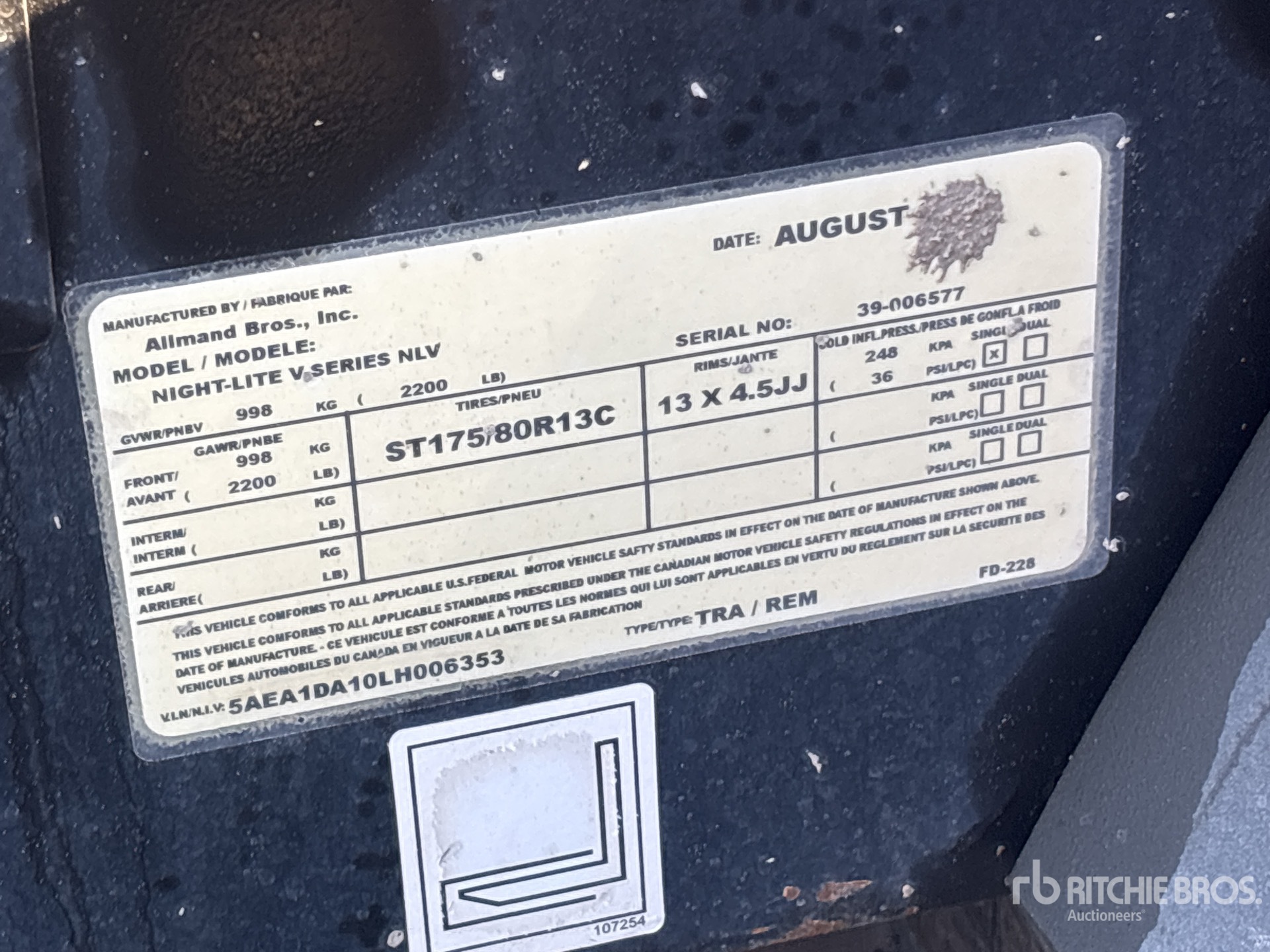 General Appearance with Serial Number / VIN