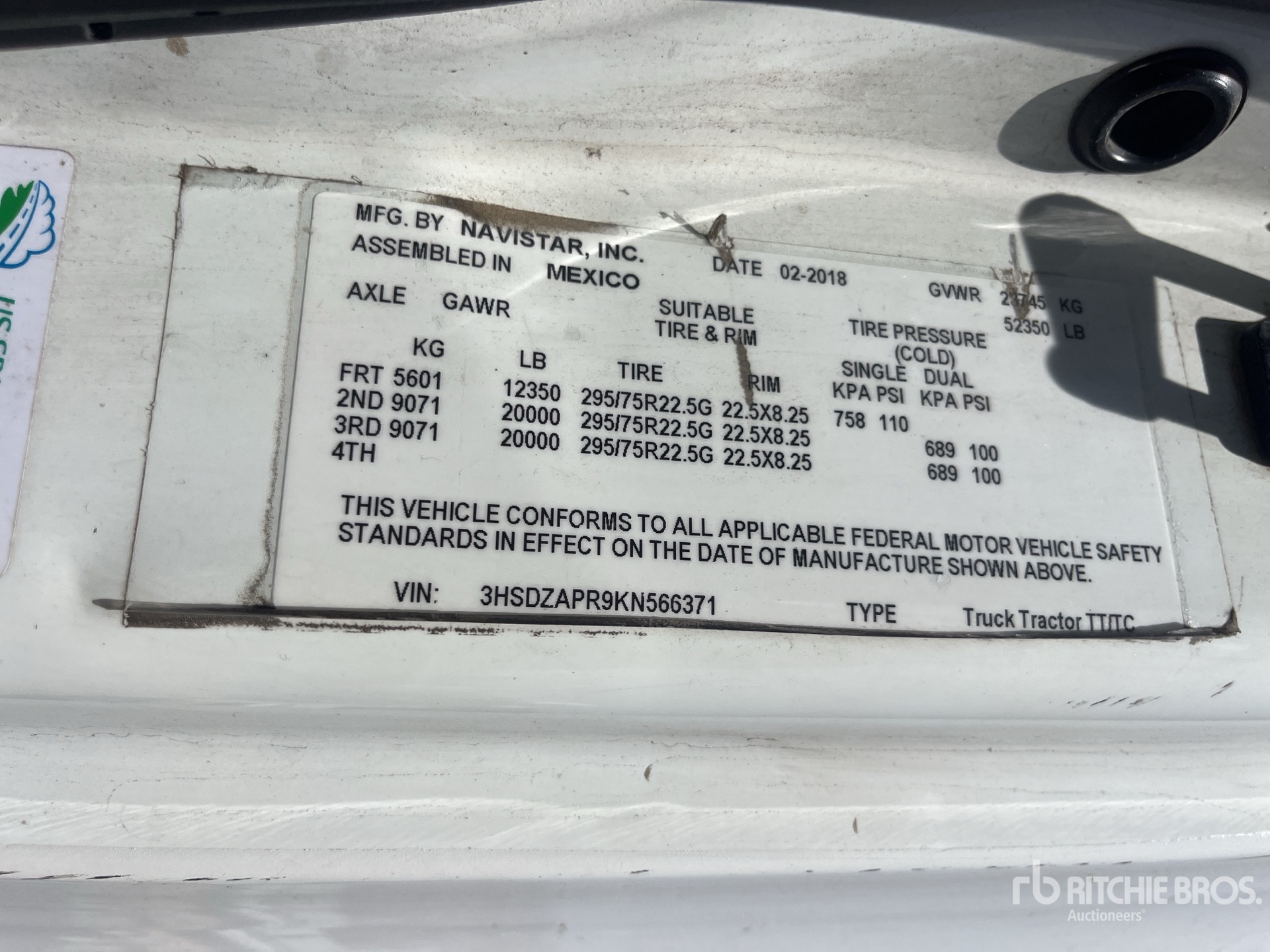 General Appearance with Serial Number / VIN