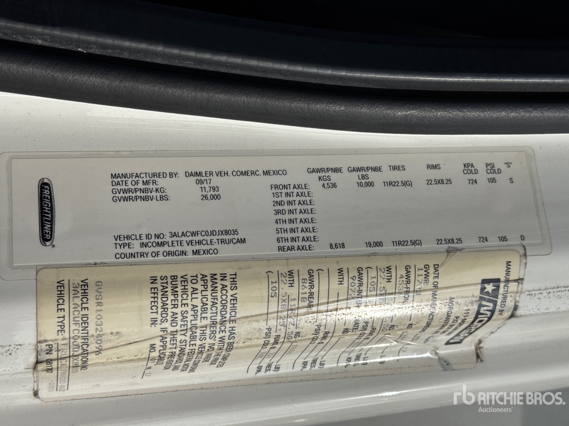 General Appearance with Serial Number / VIN