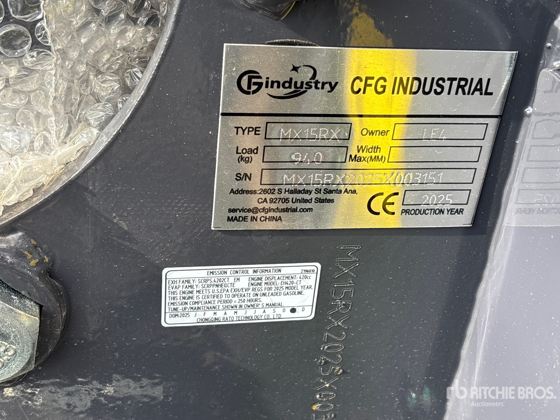 General Appearance with Serial Number / VIN