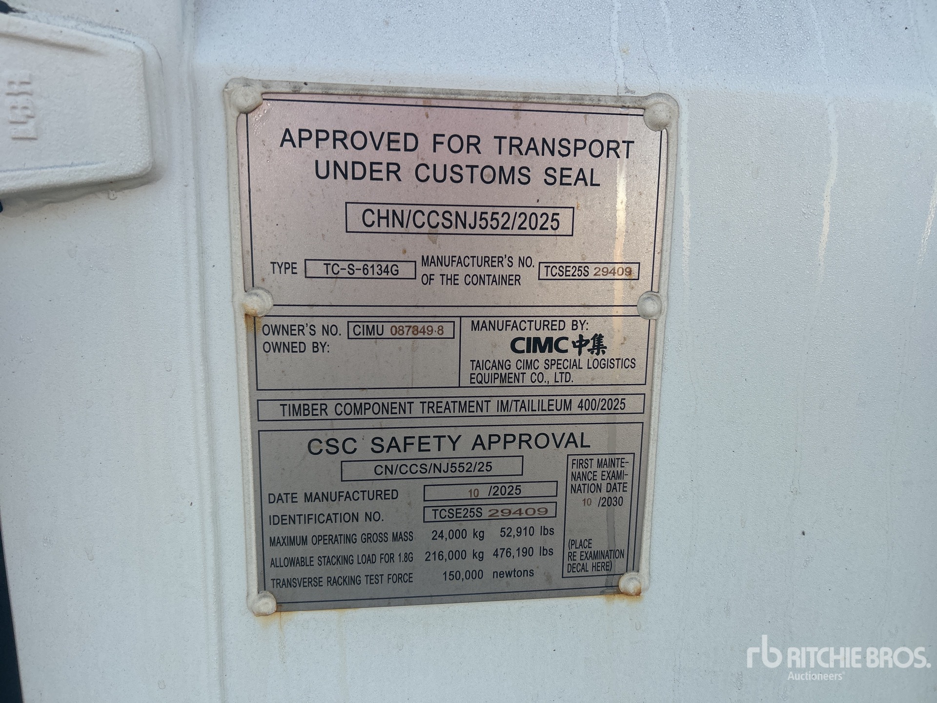 General Appearance with Serial Number / VIN