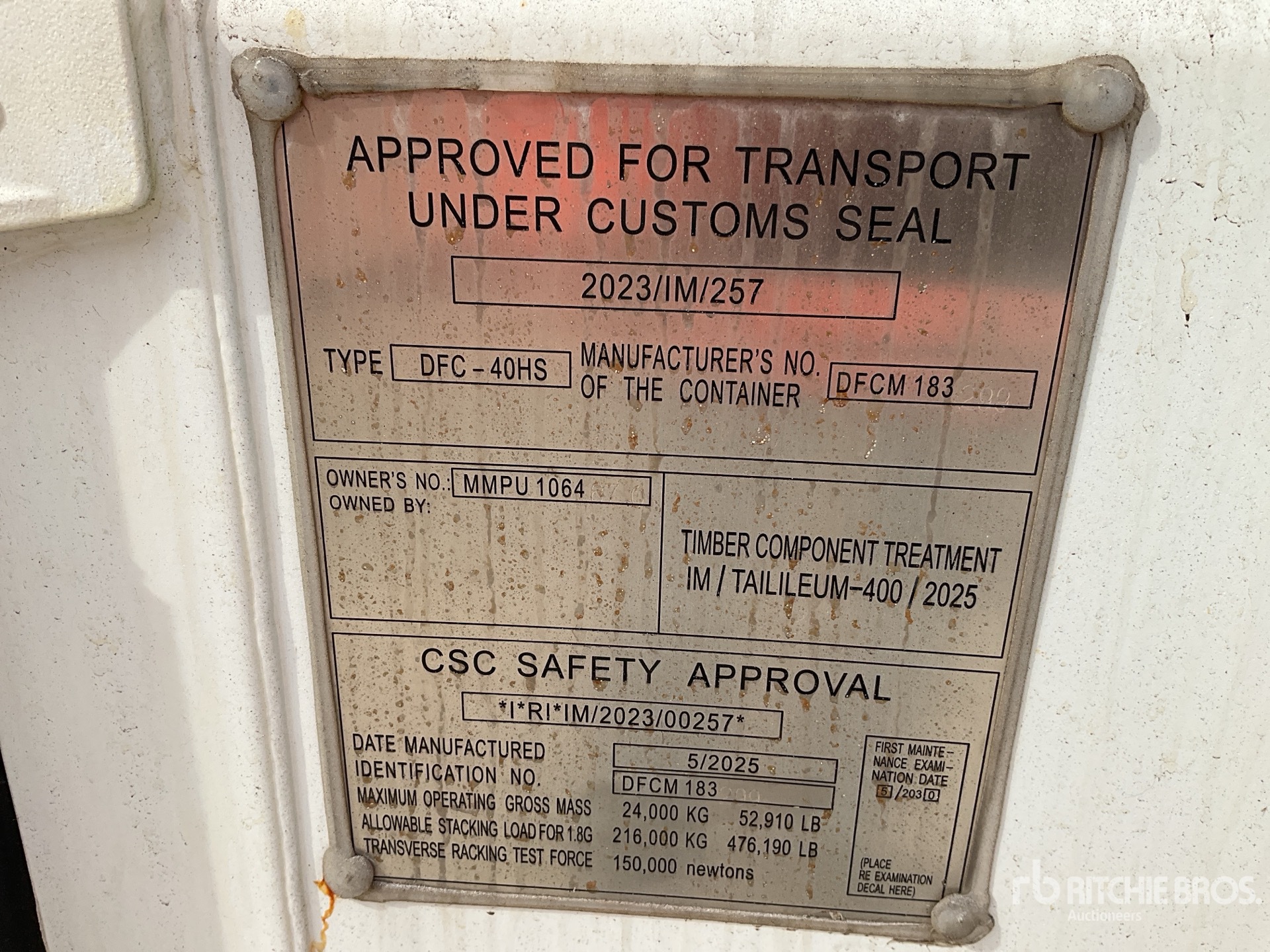 General Appearance with Serial Number / VIN