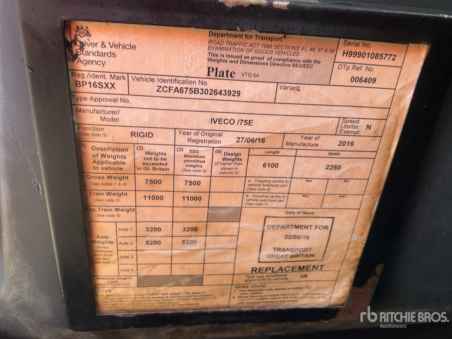 General Appearance with Serial Number / VIN