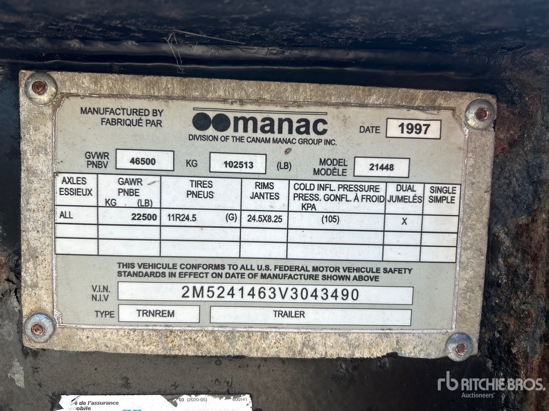 General Appearance with Serial Number / VIN