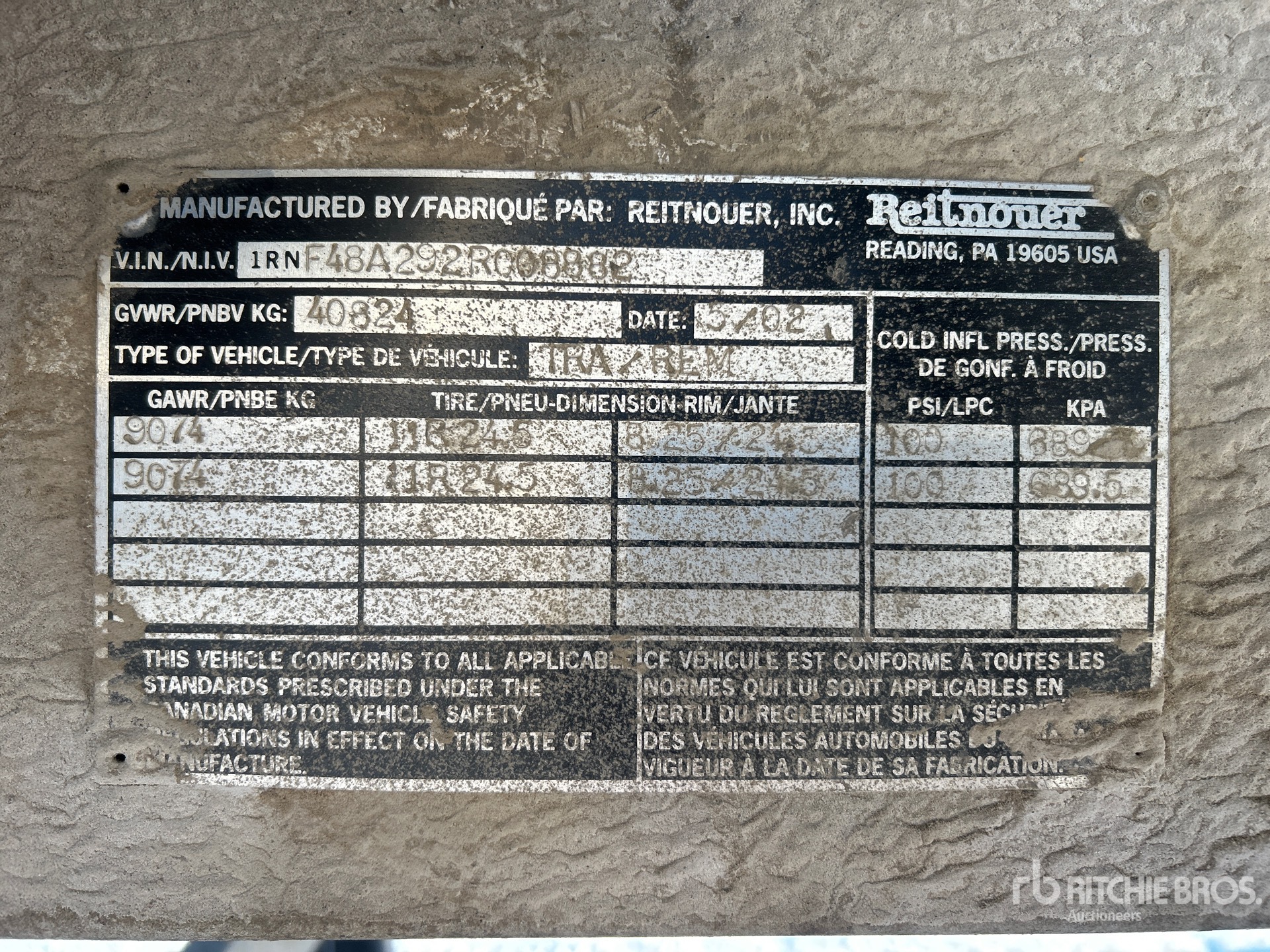 General Appearance with Serial Number / VIN