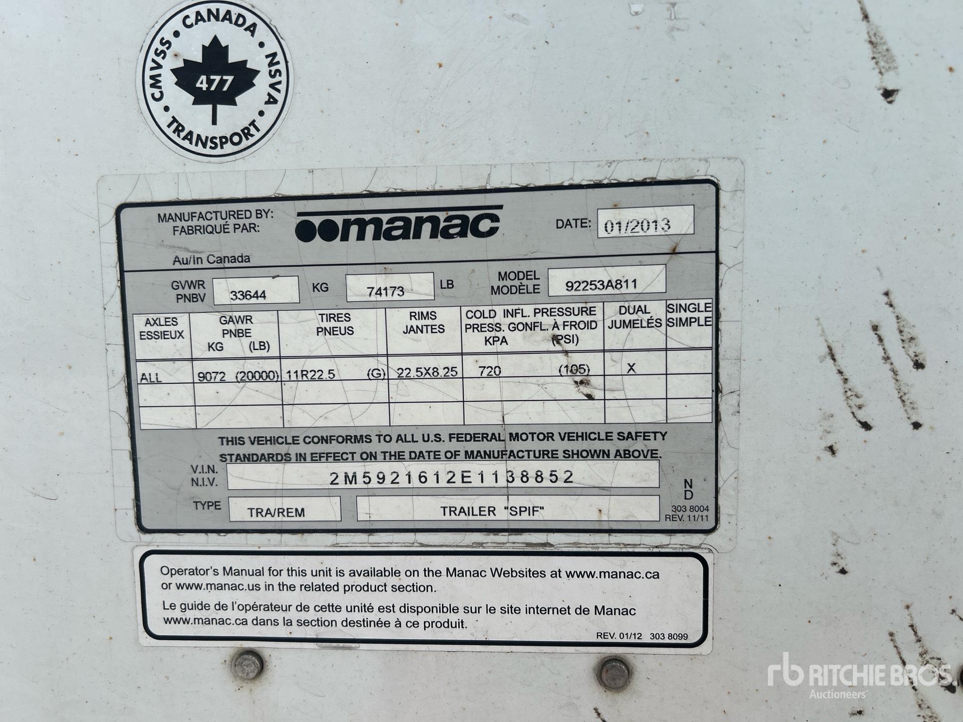 General Appearance with Serial Number / VIN