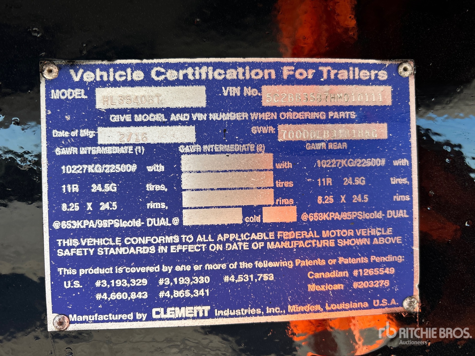 General Appearance with Serial Number / VIN