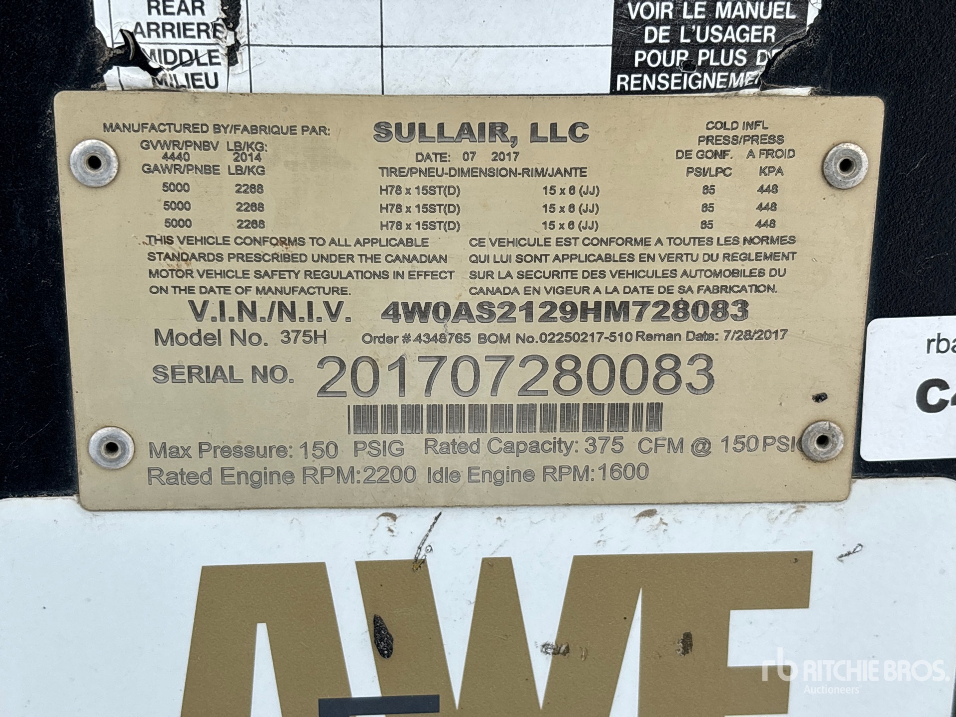 General Appearance with Serial Number / VIN