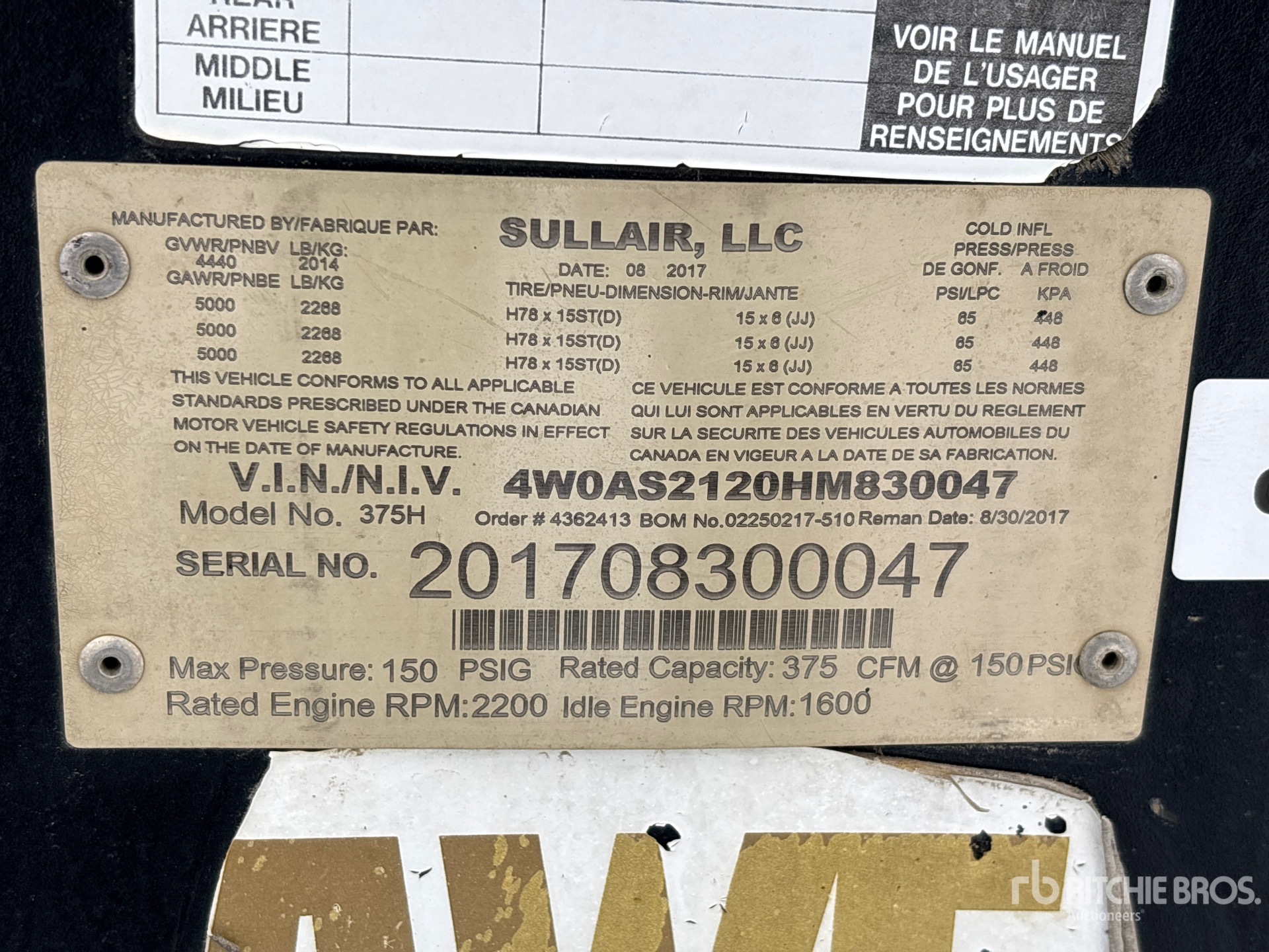 General Appearance with Numéro de série/Numéro d'identification du véhicule automobile