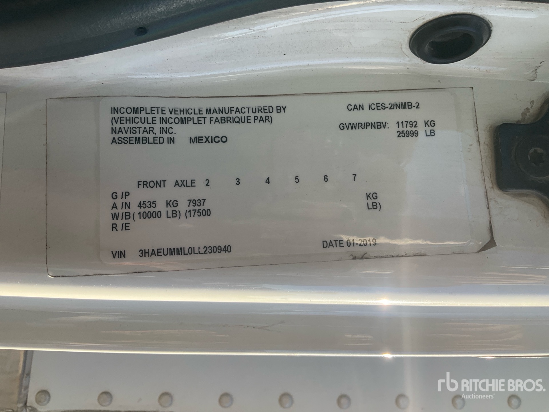 General Appearance with Serial Number / VIN