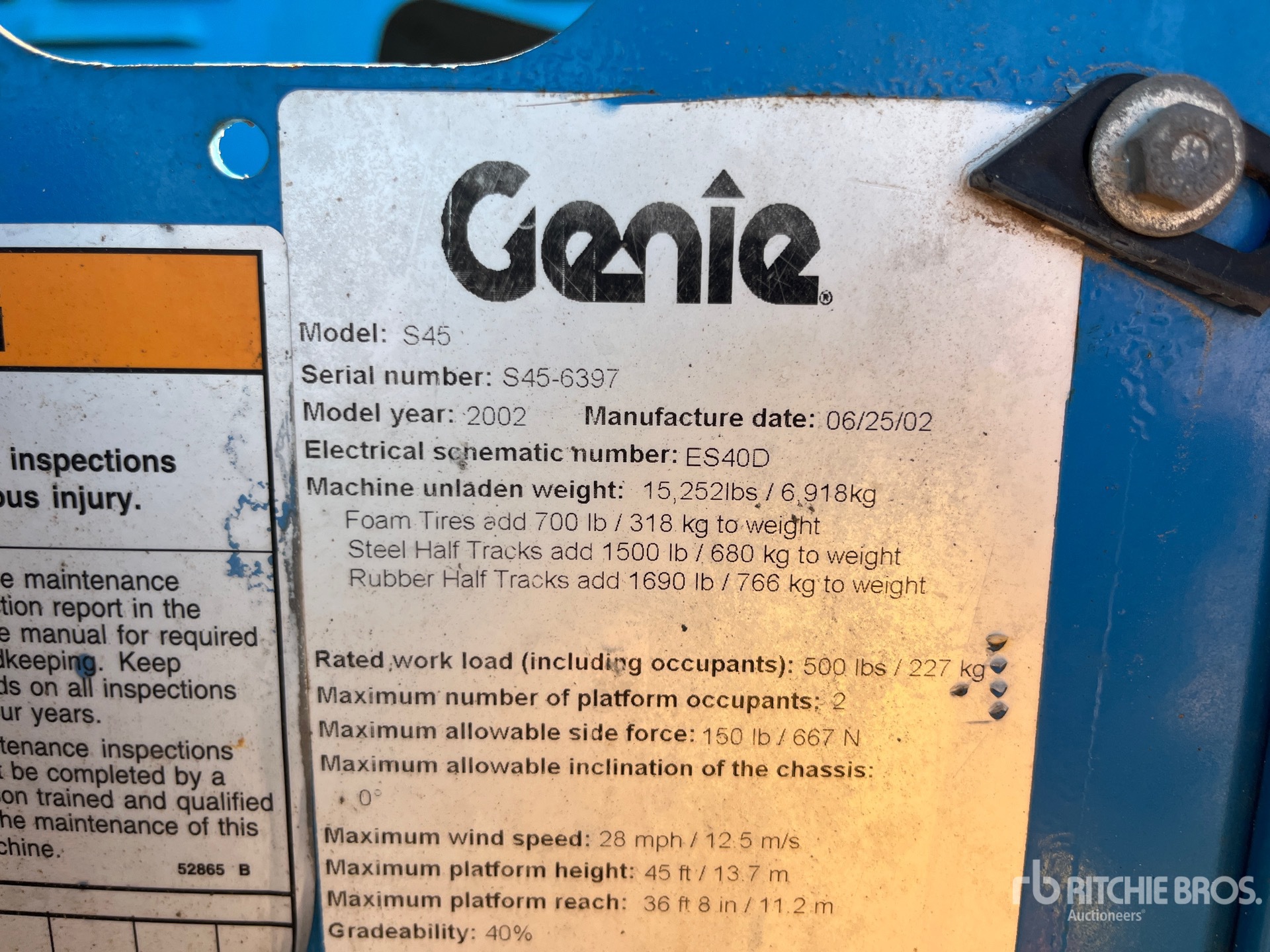 General Appearance with Serial Number / VIN