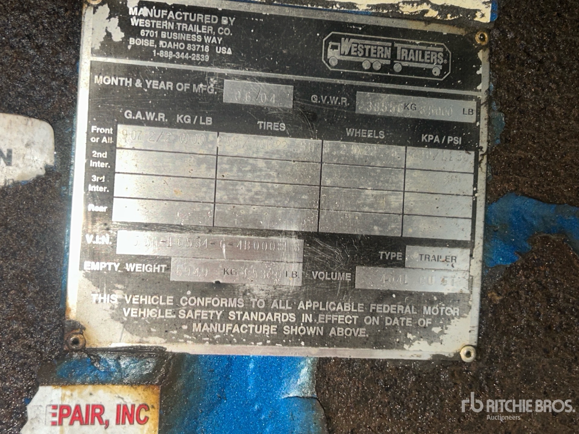 General Appearance with Serial Number / VIN