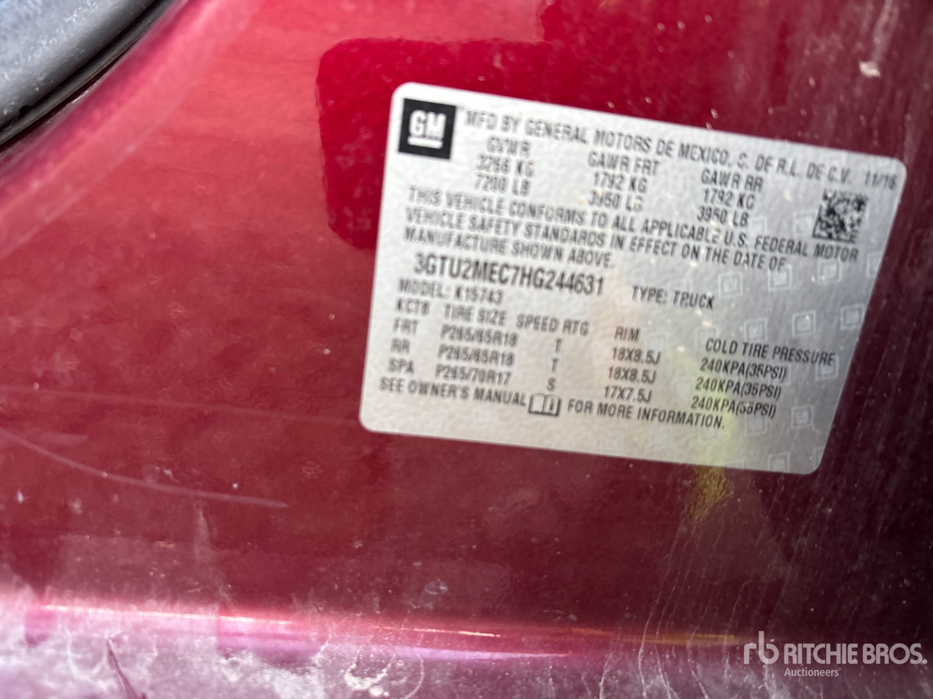 General Appearance with Serial Number / VIN