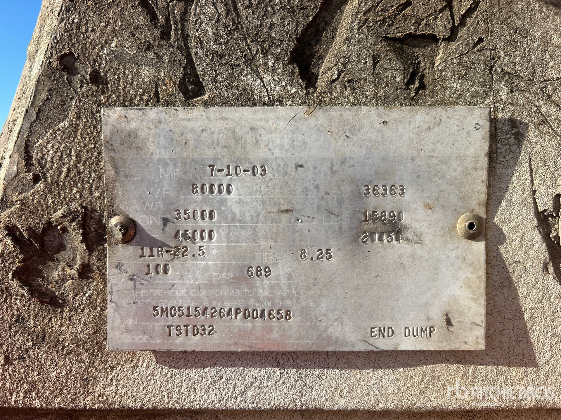 General Appearance with Serial Number / VIN