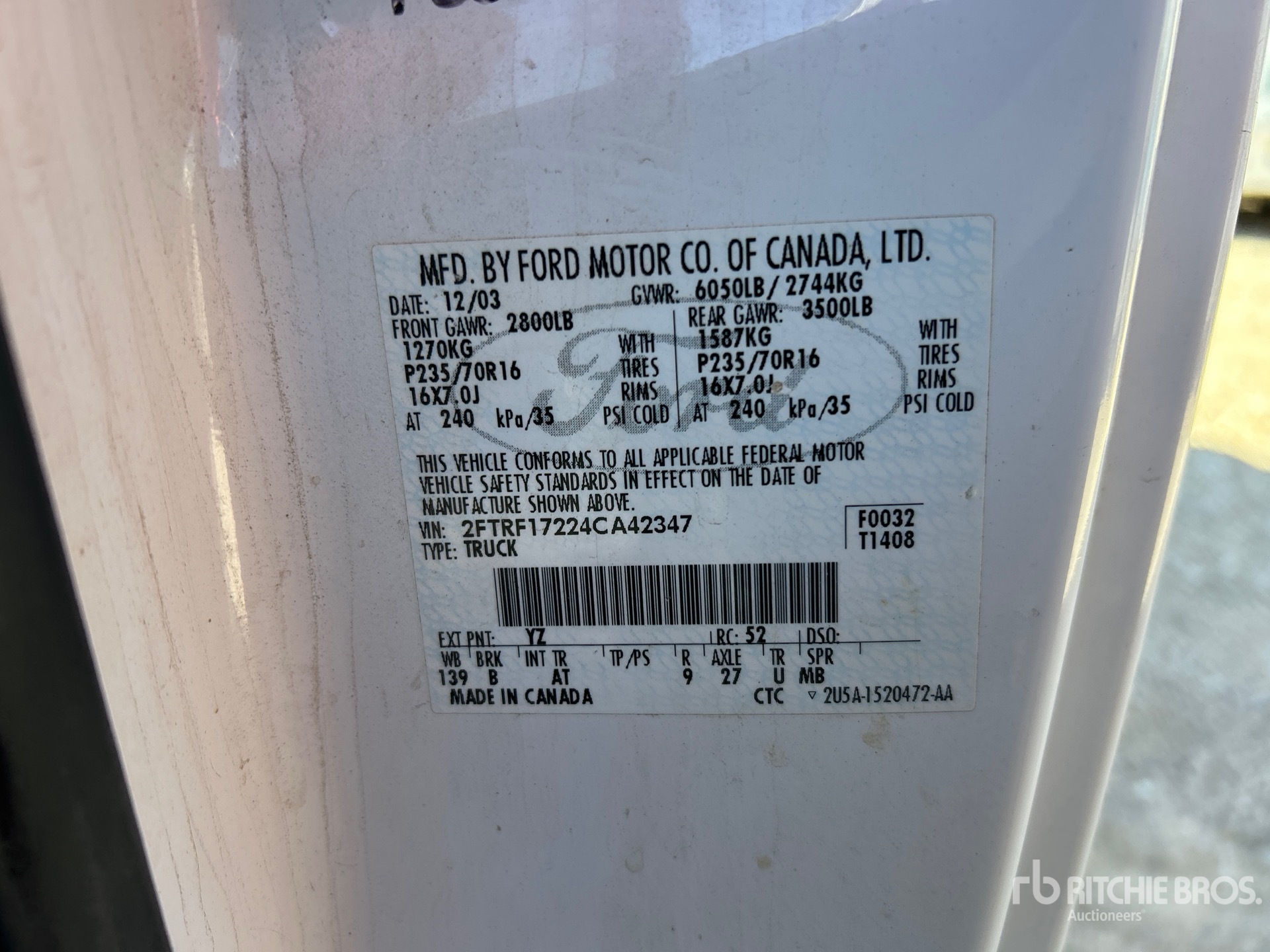 General Appearance with N.º de serie/VIN