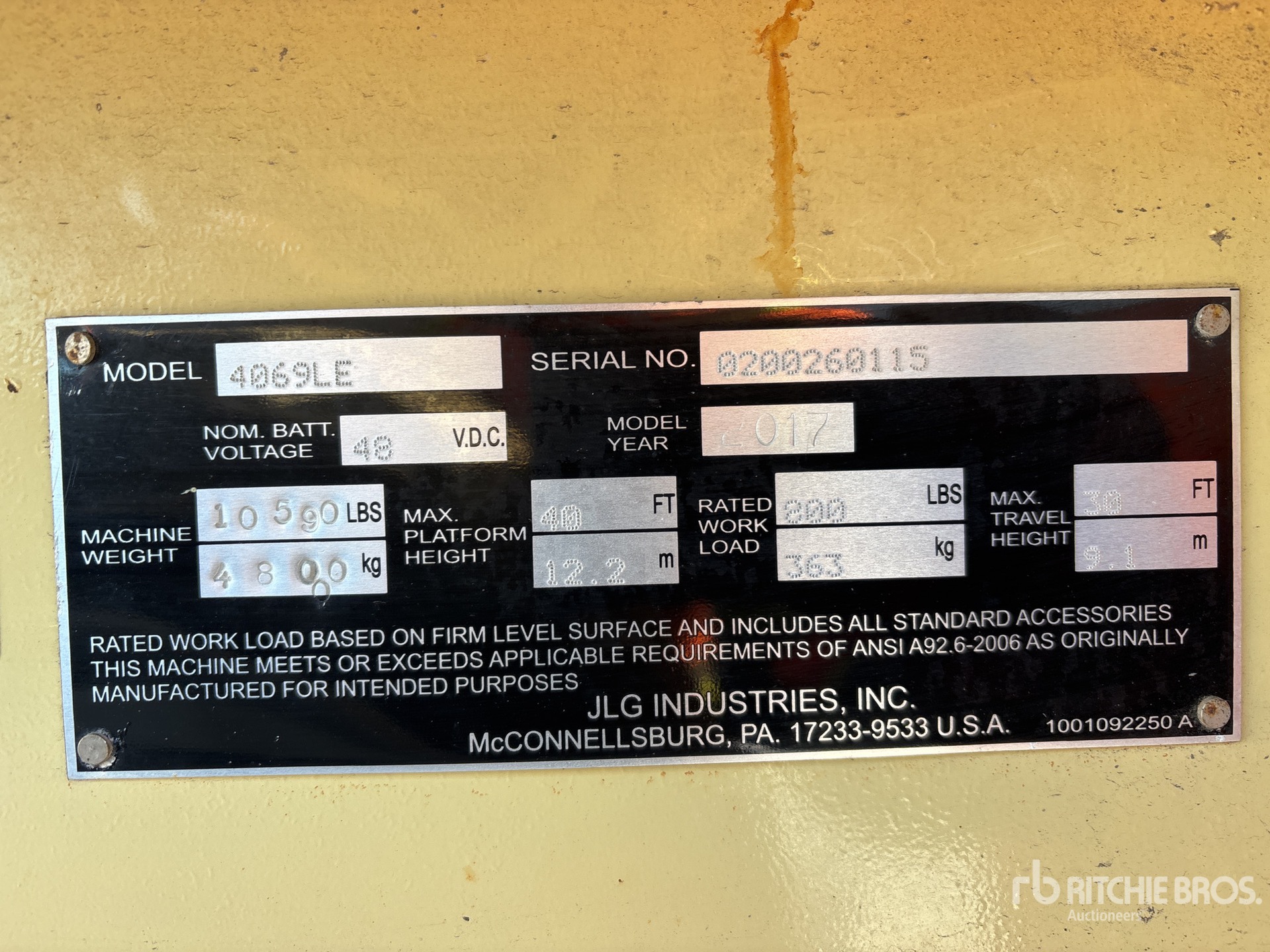 General Appearance with Serial Number / VIN