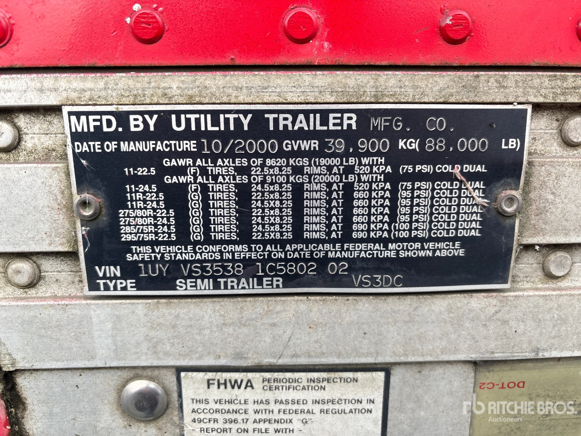 General Appearance with Serial Number / VIN