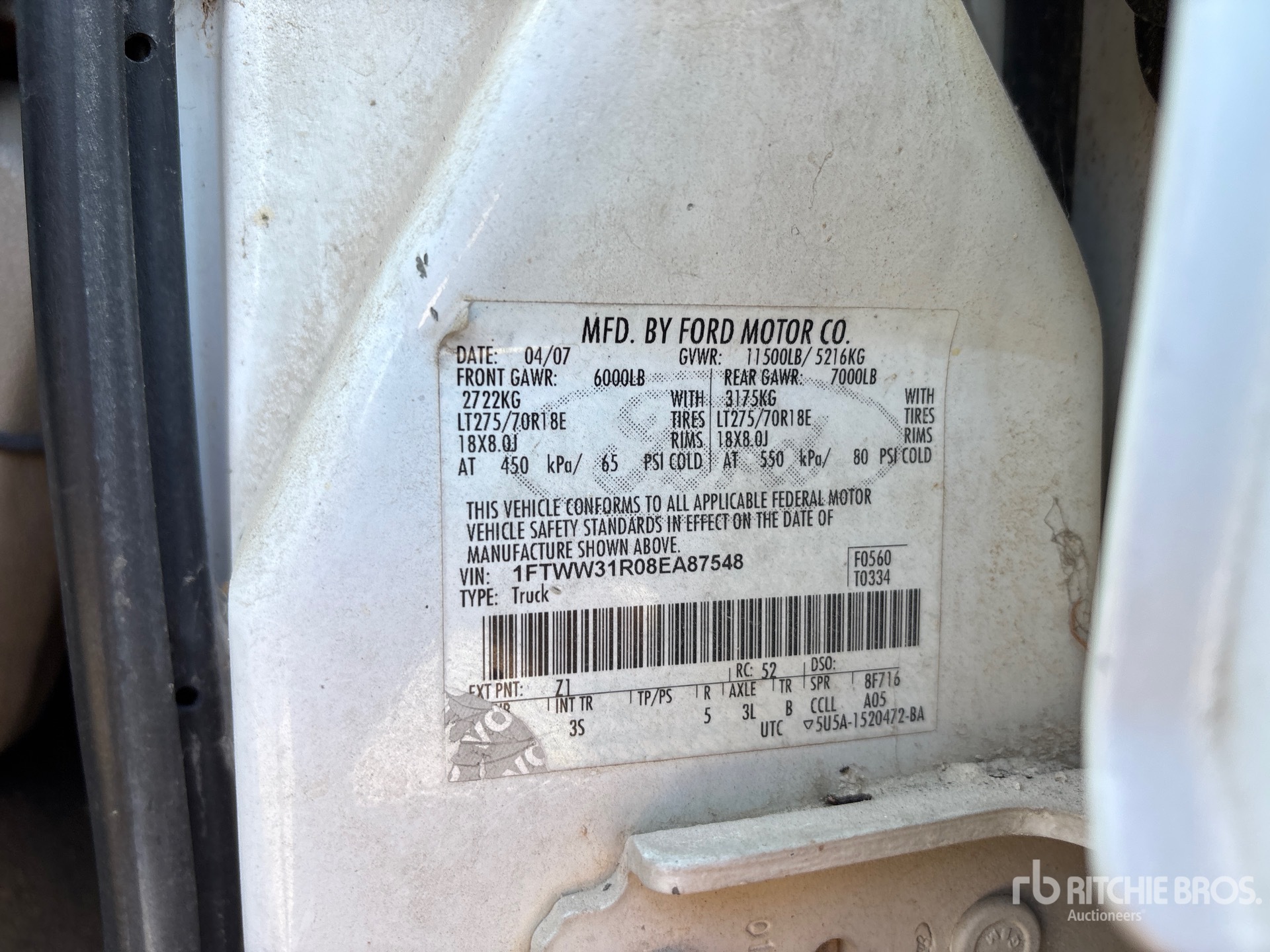 General Appearance with Serial Number / VIN