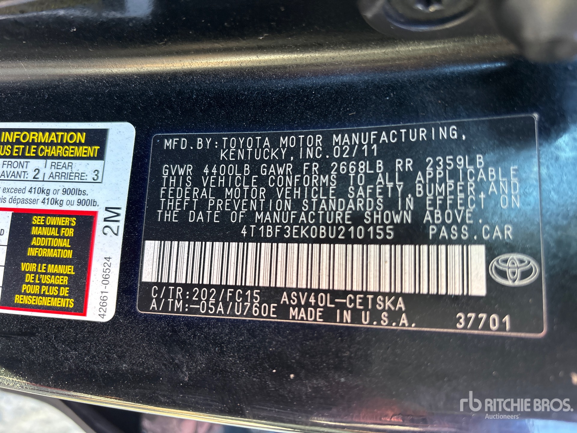 General Appearance with Serial Number / VIN