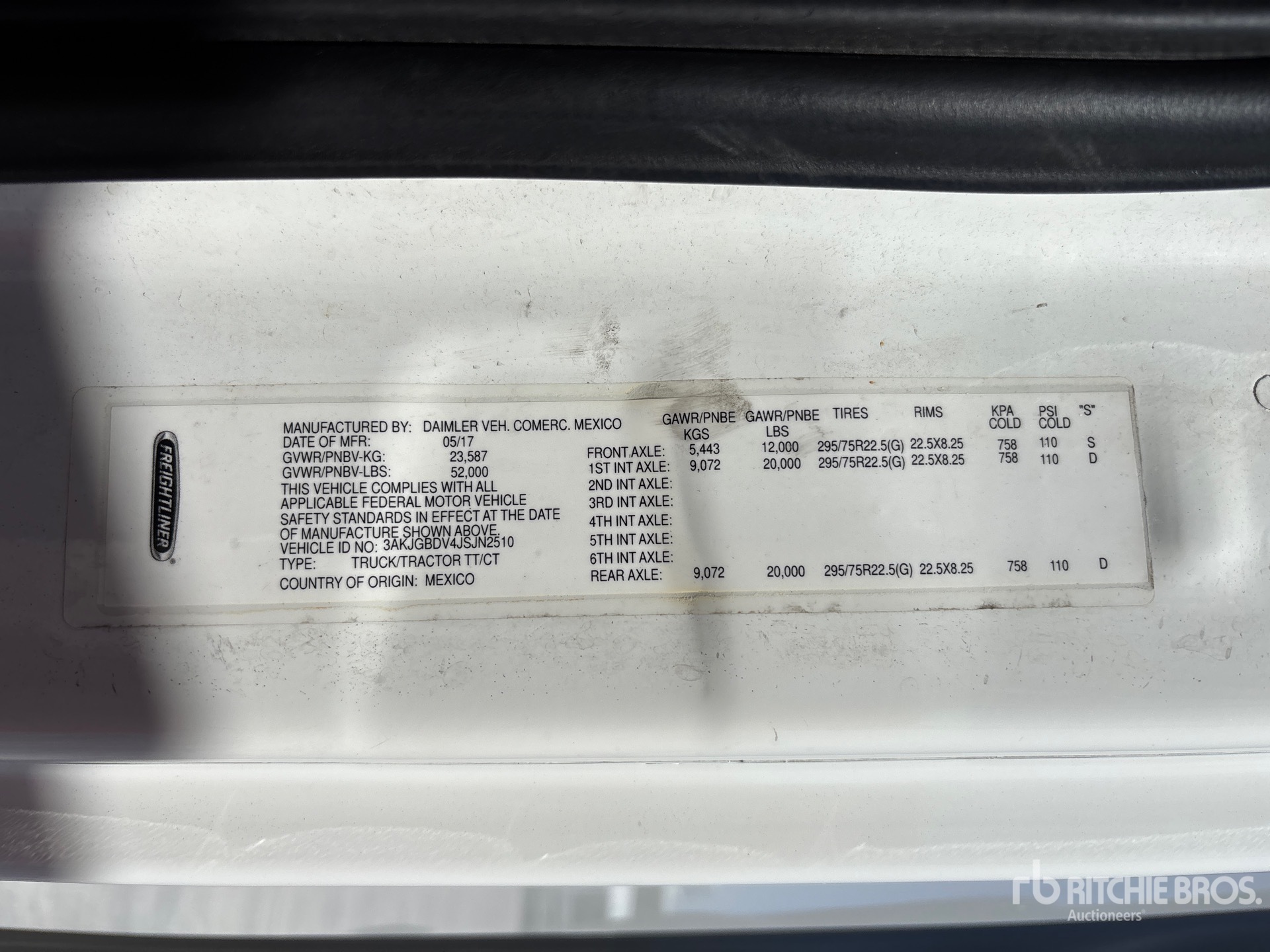 General Appearance with Serial Number / VIN