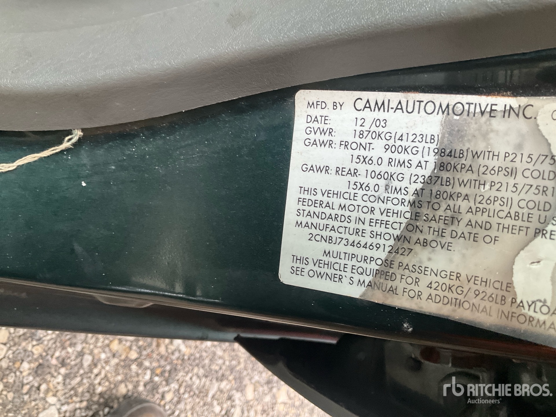 General Appearance with Serial Number / VIN