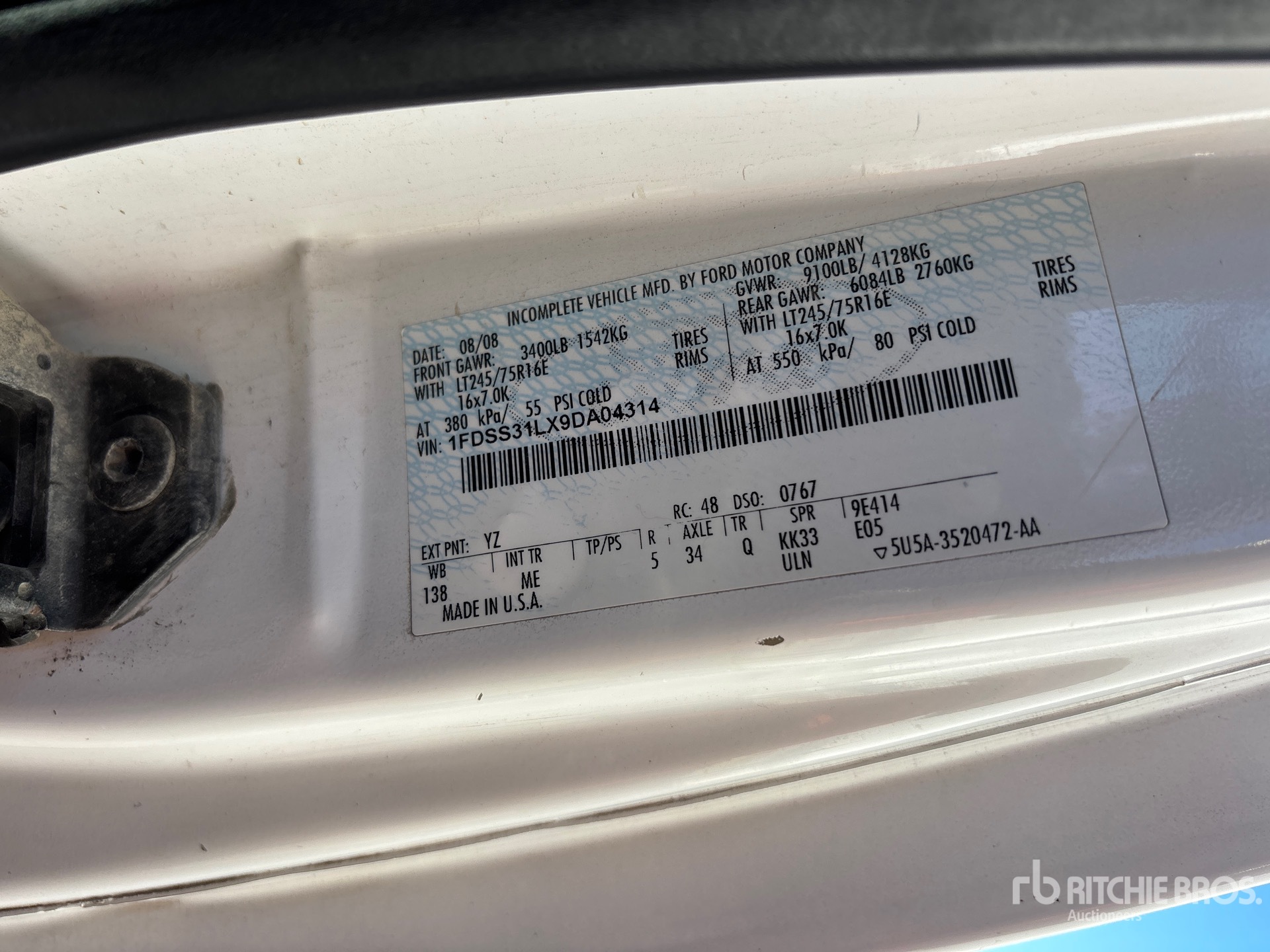 General Appearance with Serial Number / VIN