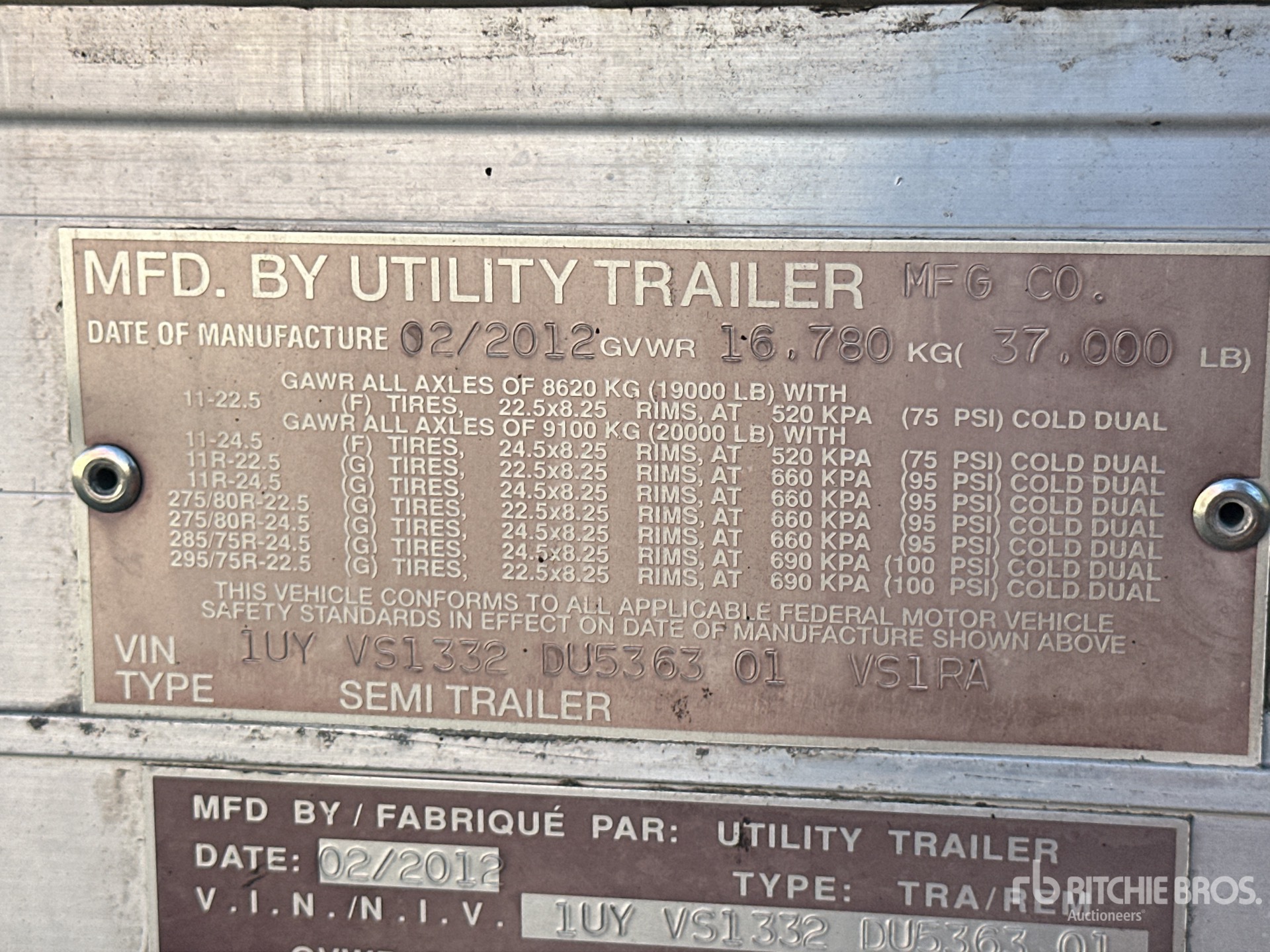 General Appearance with Serial Number / VIN