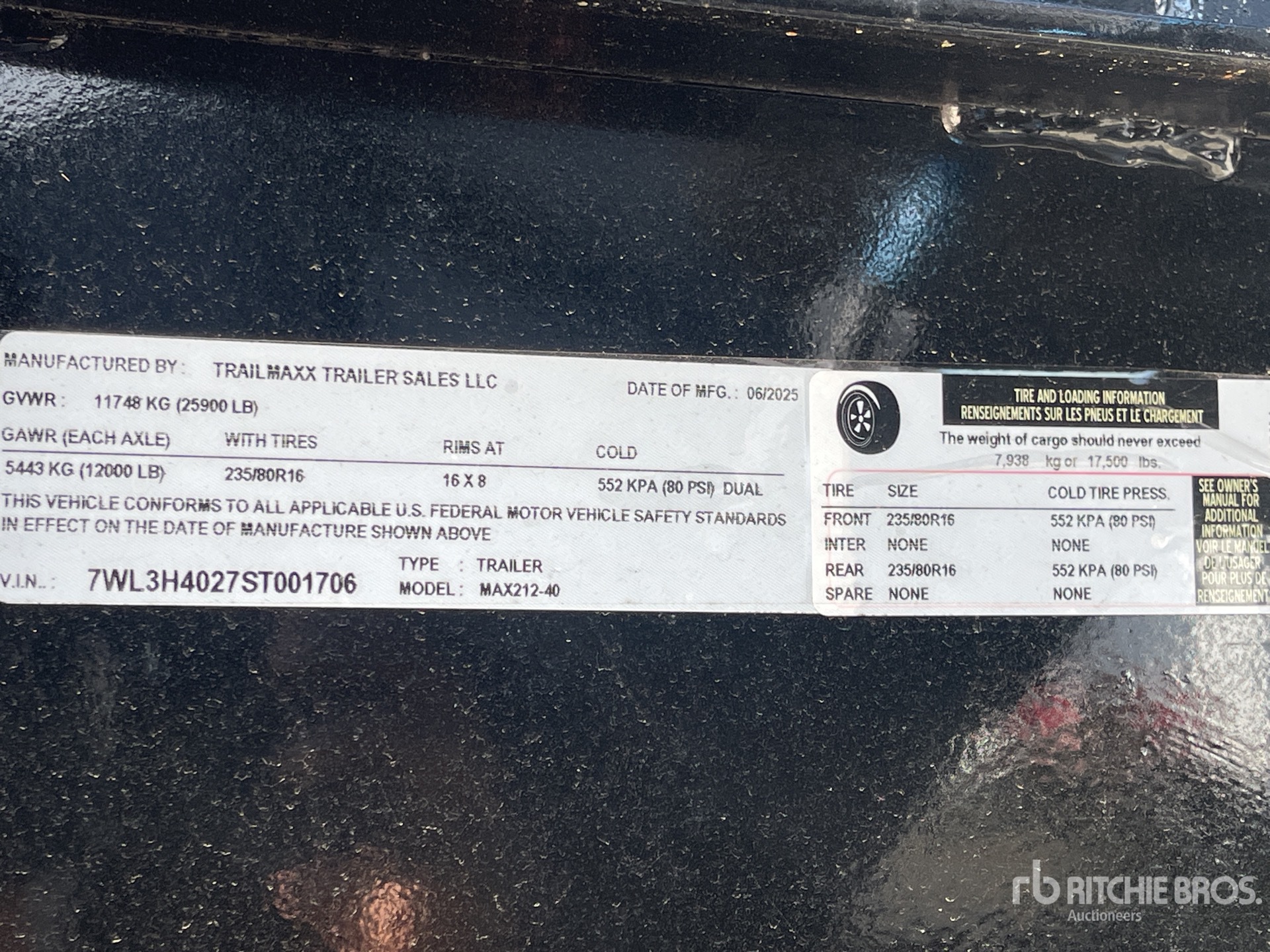 General Appearance with Serial Number / VIN