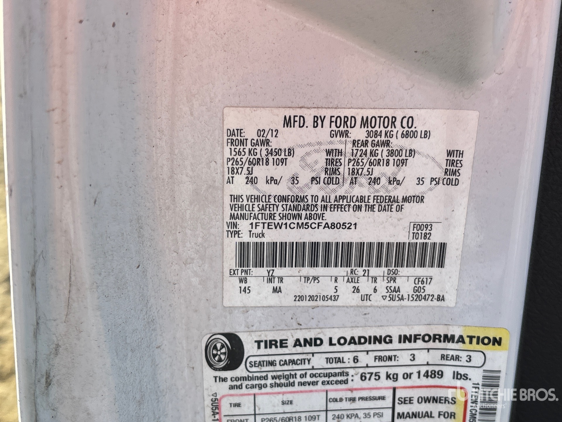 General Appearance with Serial Number / VIN