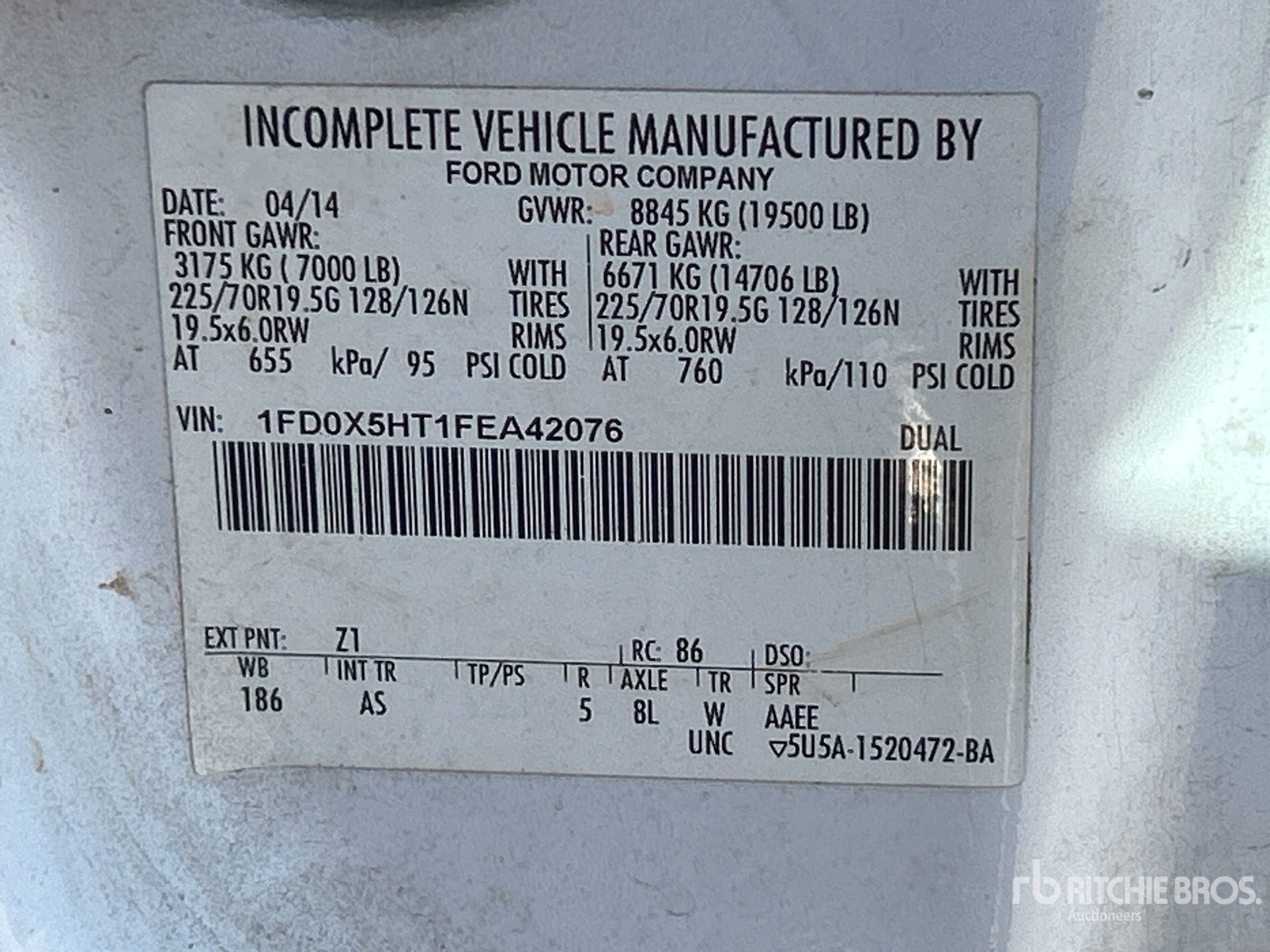 General Appearance with Serial Number / VIN