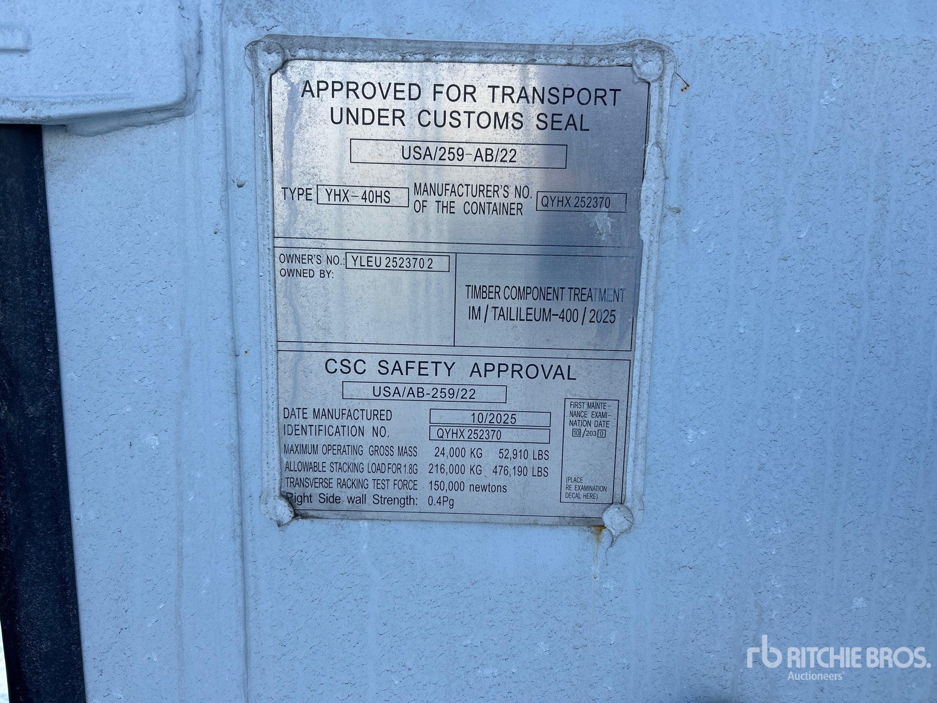 General Appearance with Serial Number / VIN