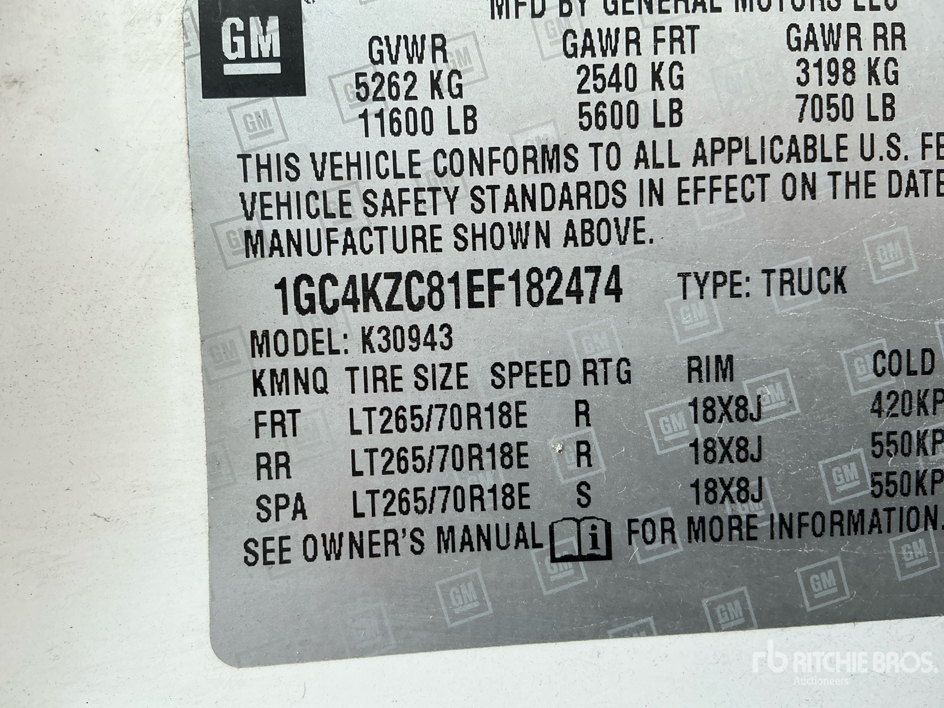 General Appearance with Serial Number / VIN