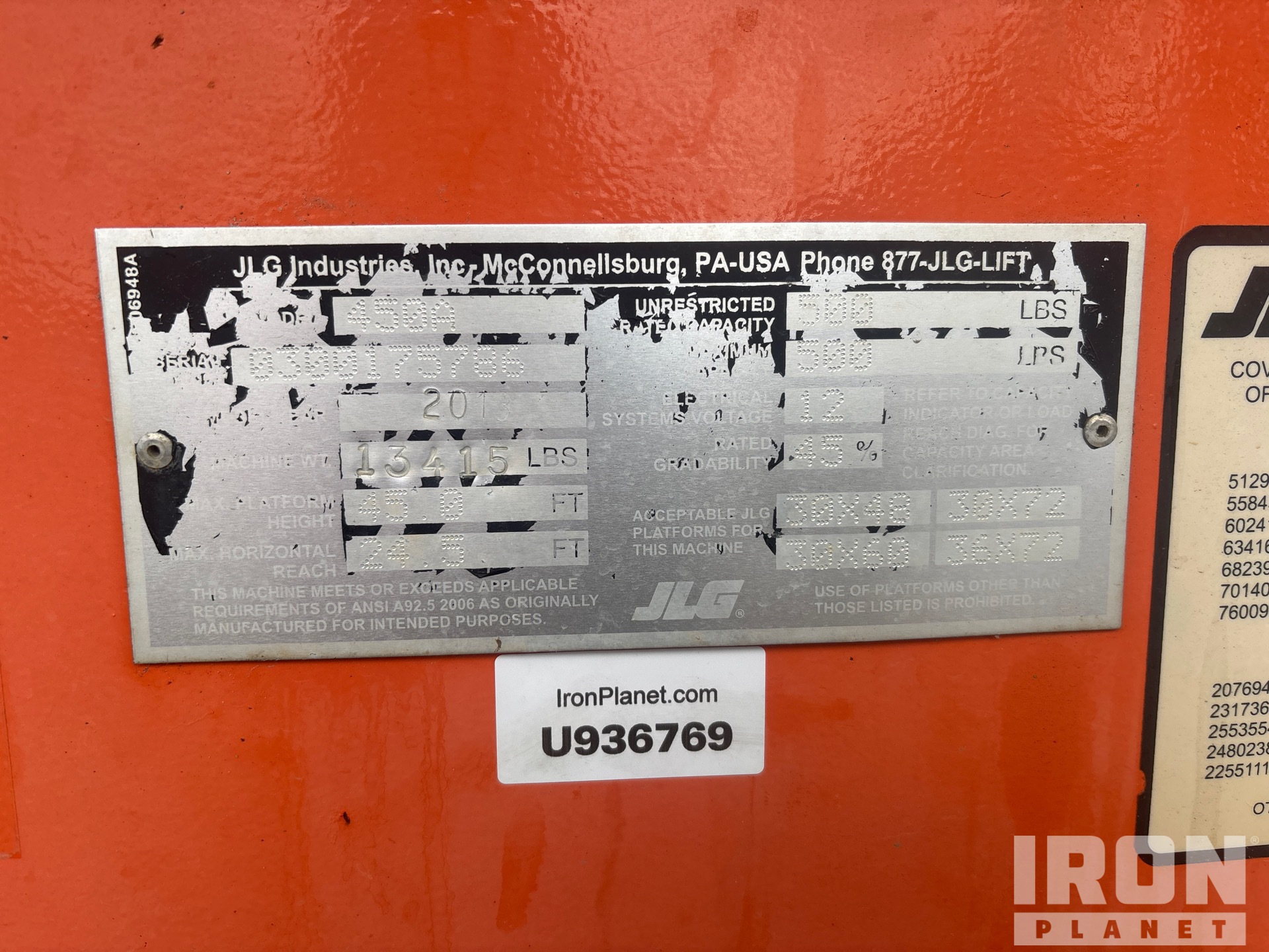 General Appearance with Serial Number / VIN