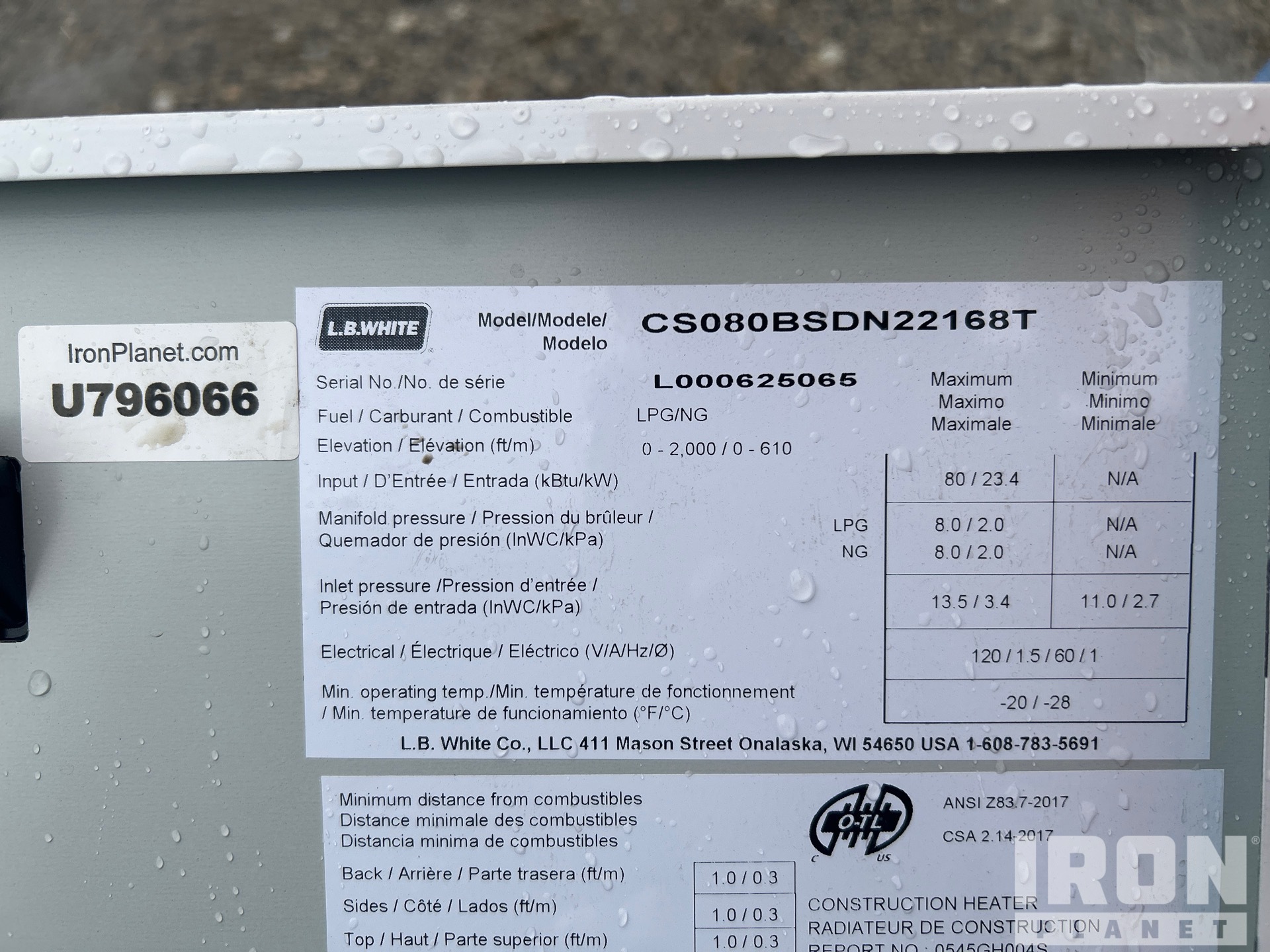 General Appearance with Serial Number / VIN