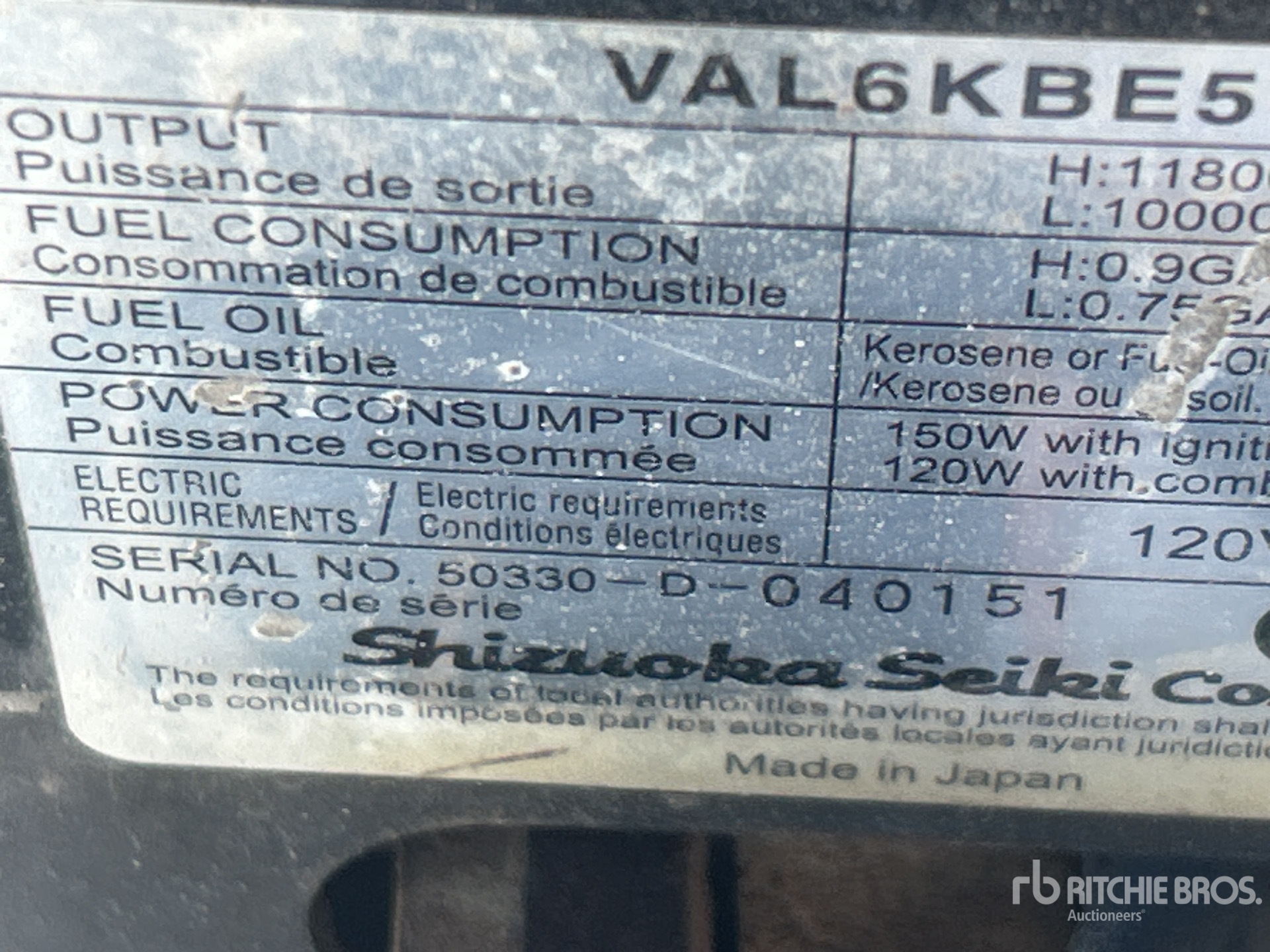 General Appearance with Serial Number / VIN