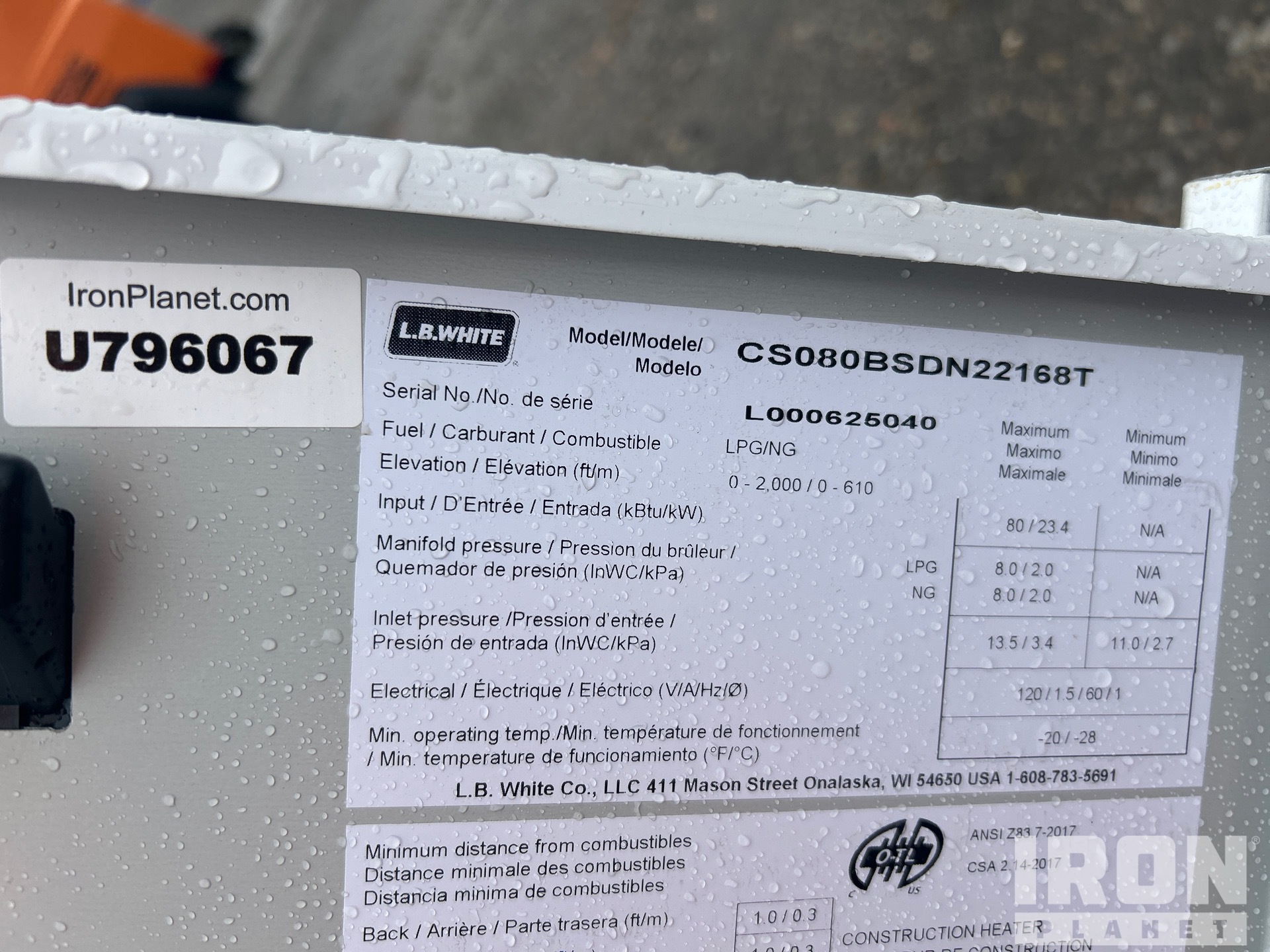 General Appearance with Serial Number / VIN