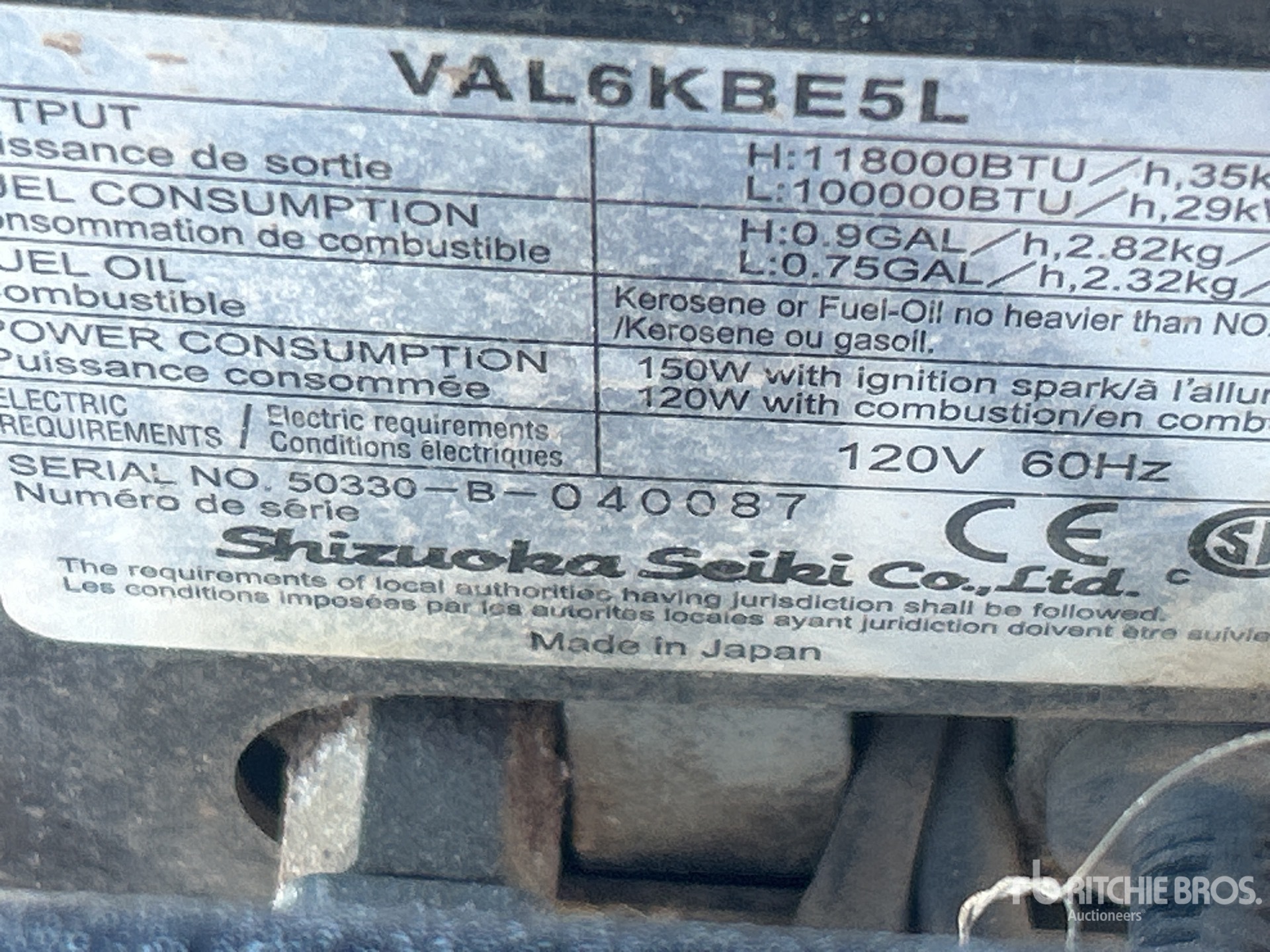 General Appearance with Serial Number / VIN