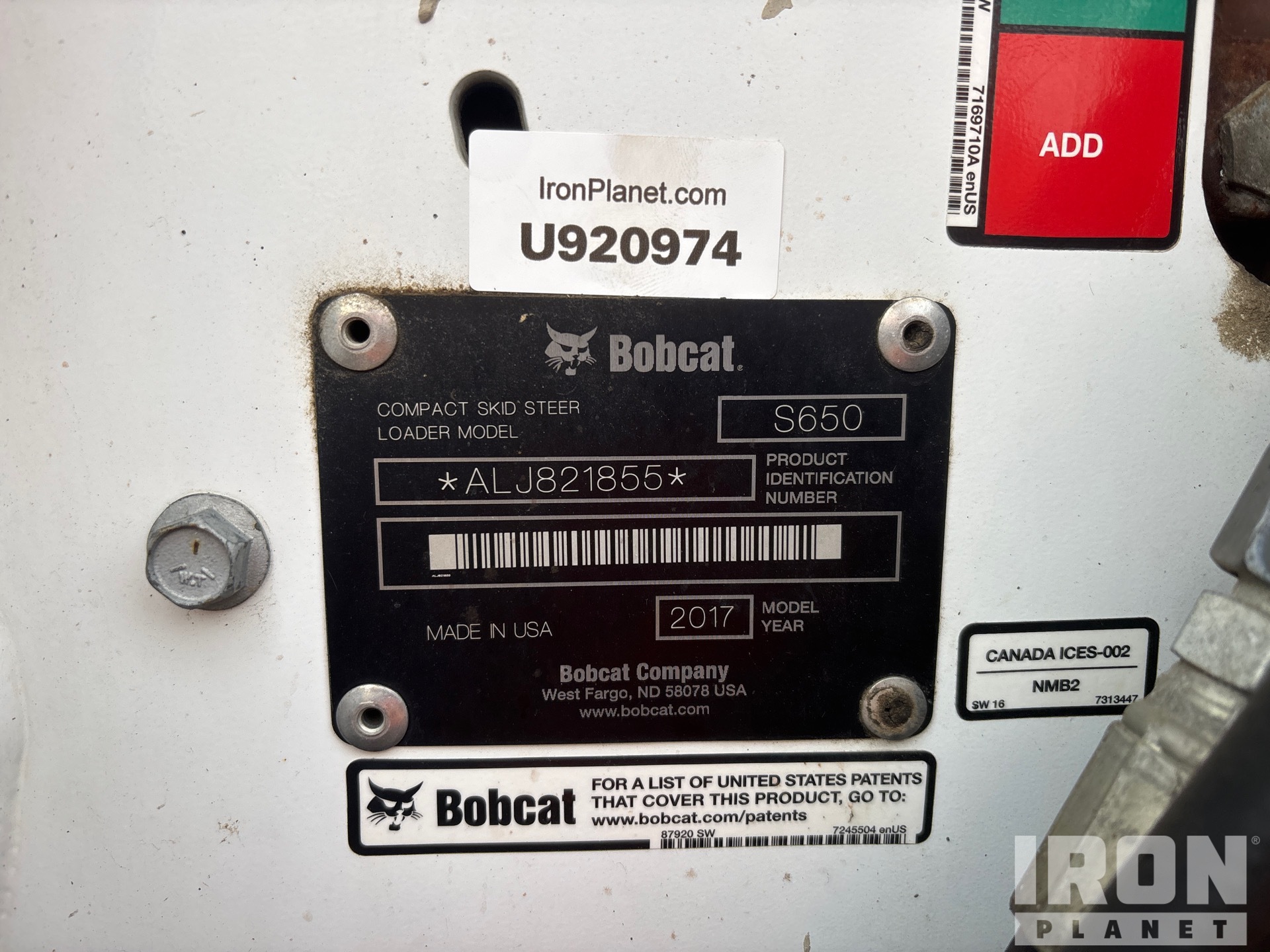 General Appearance with Serial Number / VIN