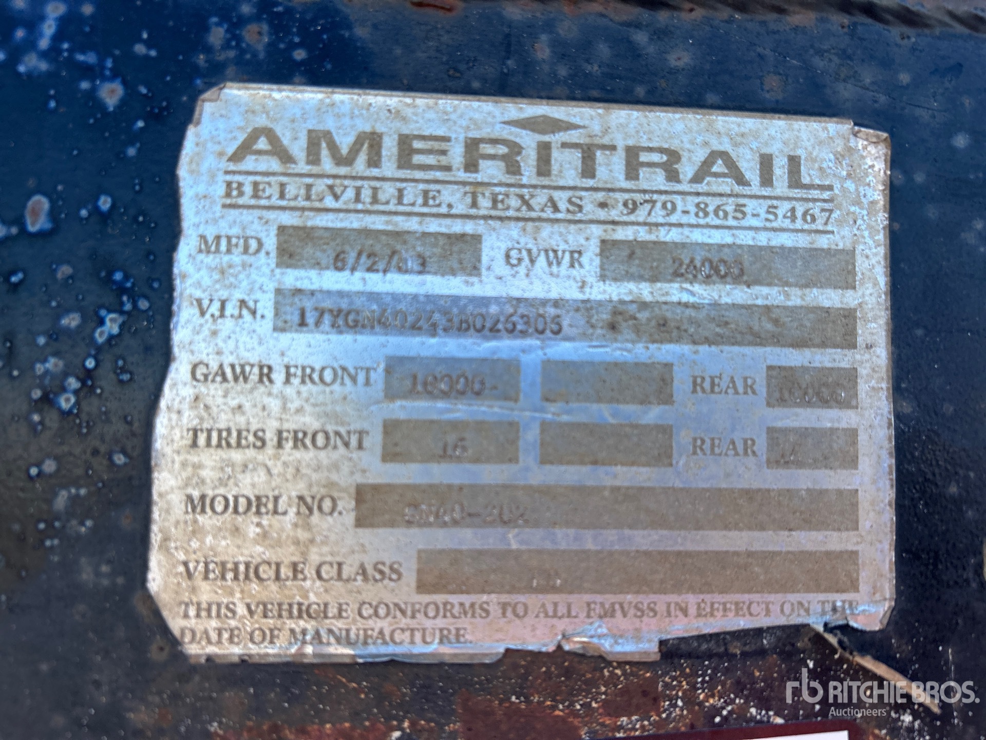 General Appearance with N.º de serie/VIN