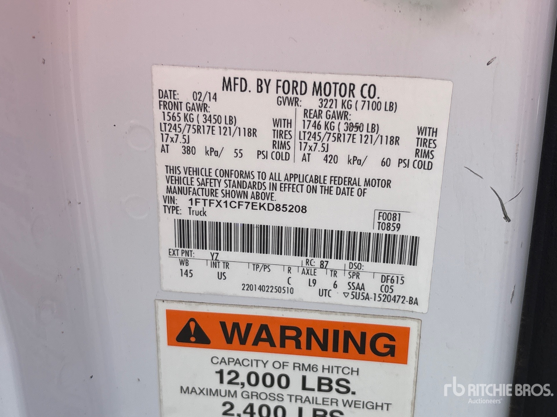 General Appearance with Serial Number / VIN